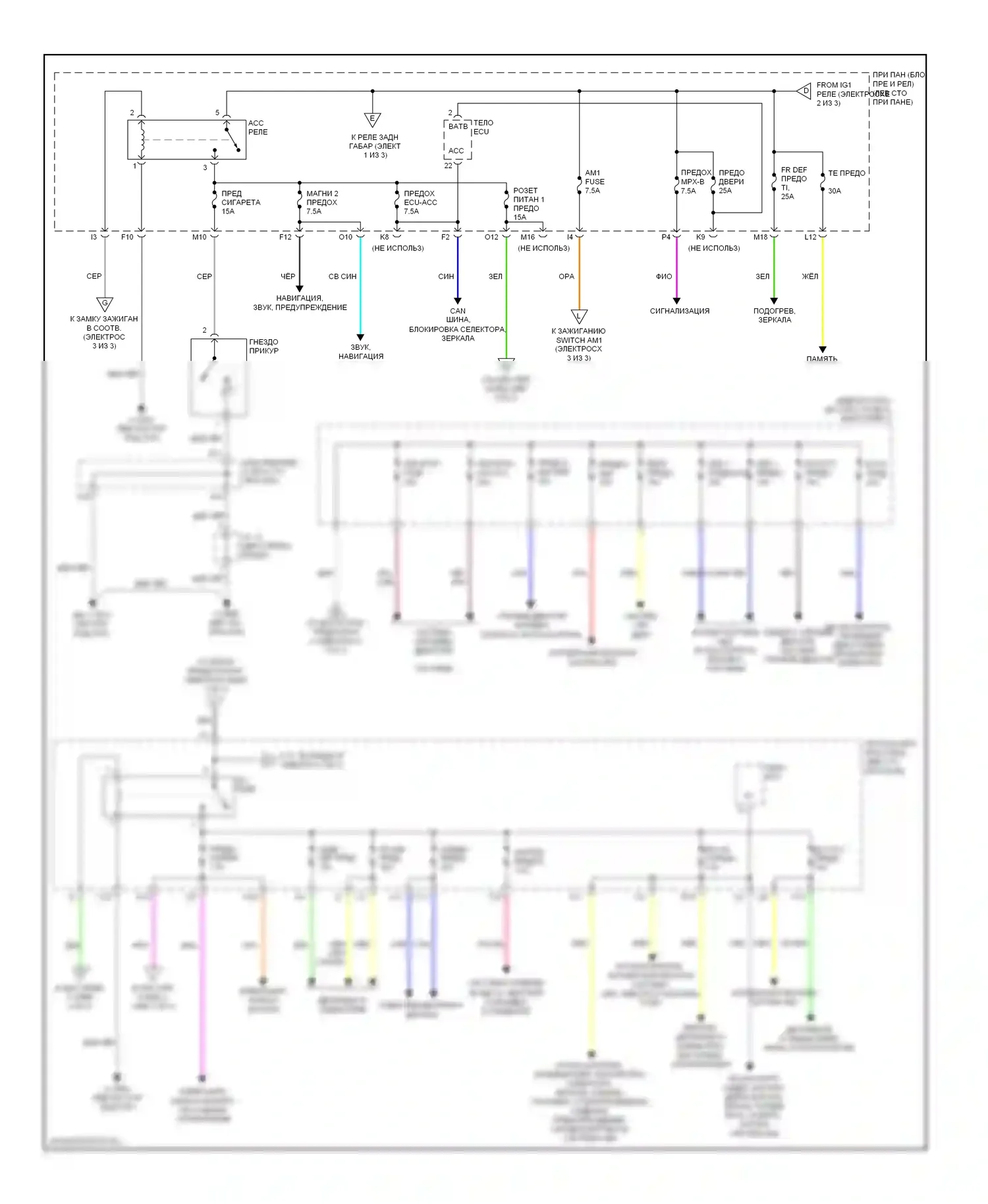 RX Lexus II рестайлинг (2006-2009): Электросхема блока предохранителей реле (2 из 3) 