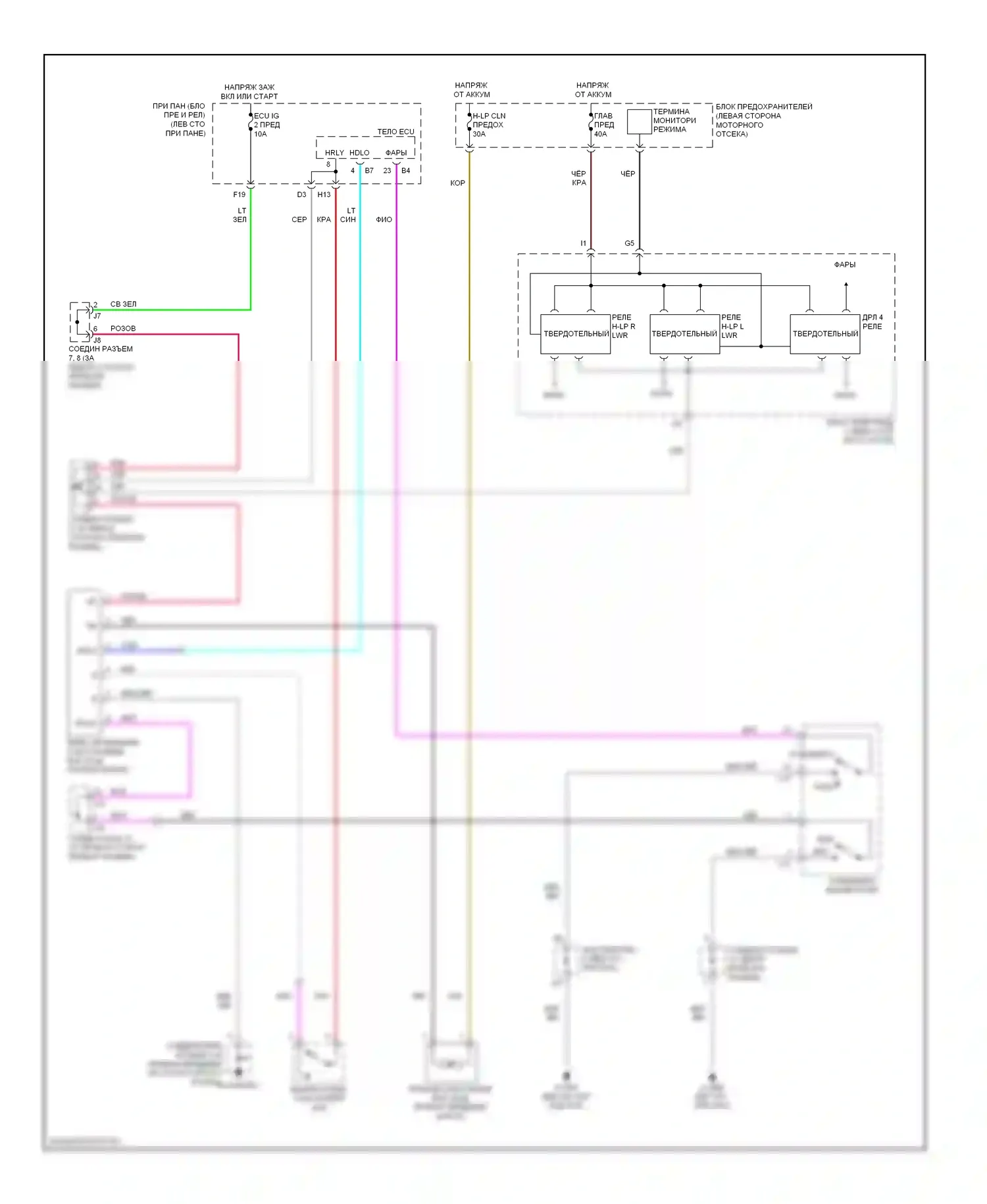 RX Lexus II рестайлинг (2006-2009): Электросхема омывателя фар 
