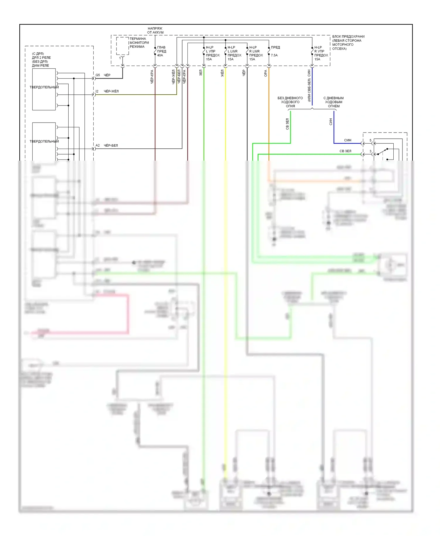 RX Lexus II рестайлинг (2006-2009): Электросхема фар (2 из 2) 