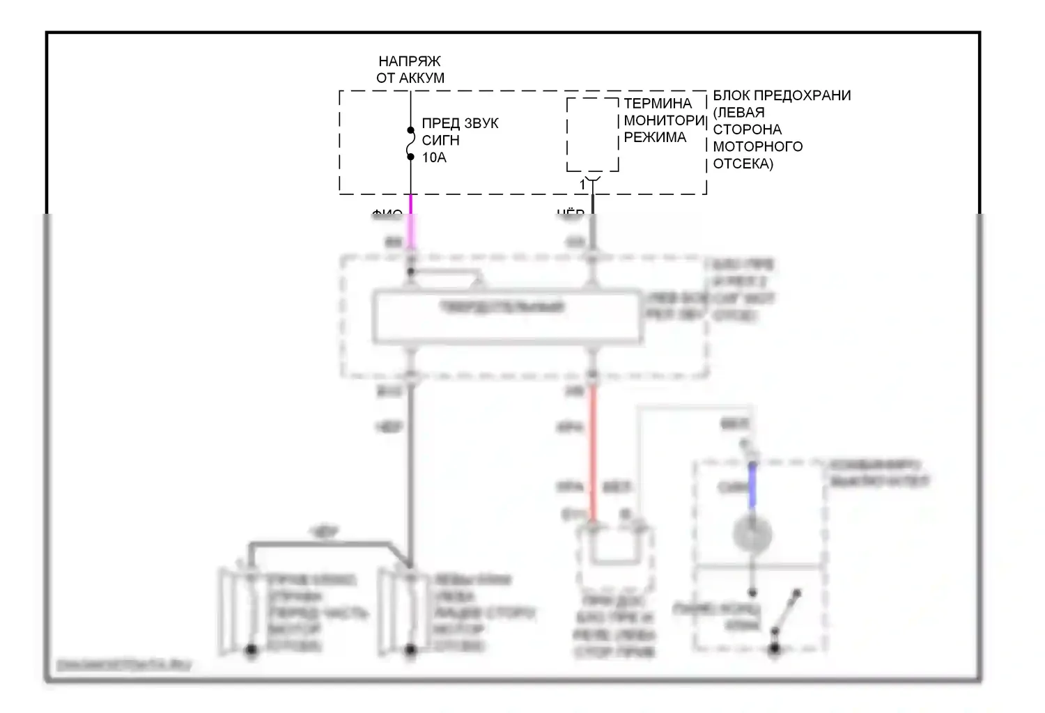 RX Lexus II рестайлинг (2006-2009): Электросхема клаксона 