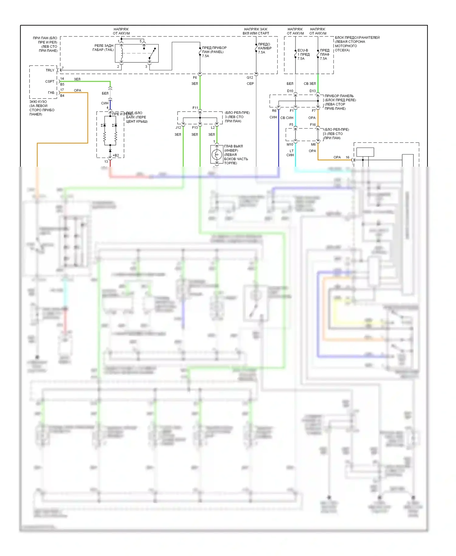 RX Lexus II рестайлинг (2006-2009): Электросхема подсветки приборной панели 