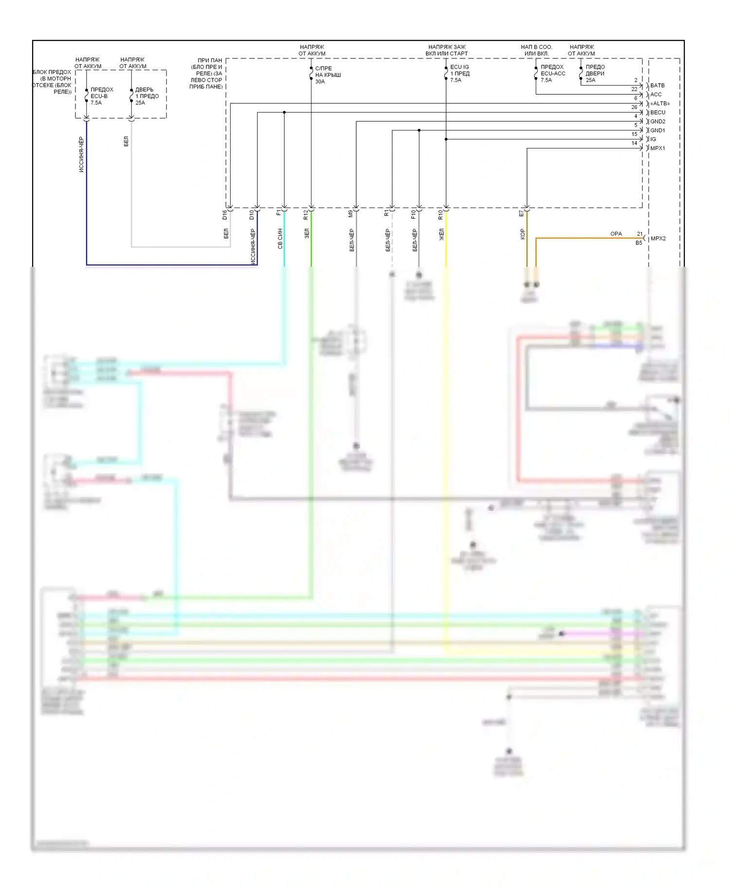 RX Lexus II рестайлинг (2006-2009): Электросхема складной крыши/люка, нормального типа 