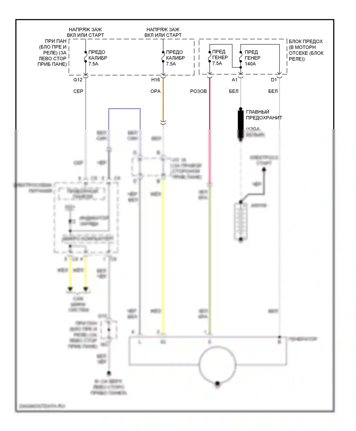 RX Lexus II рестайлинг (2006-2009): Электросхема генератора 