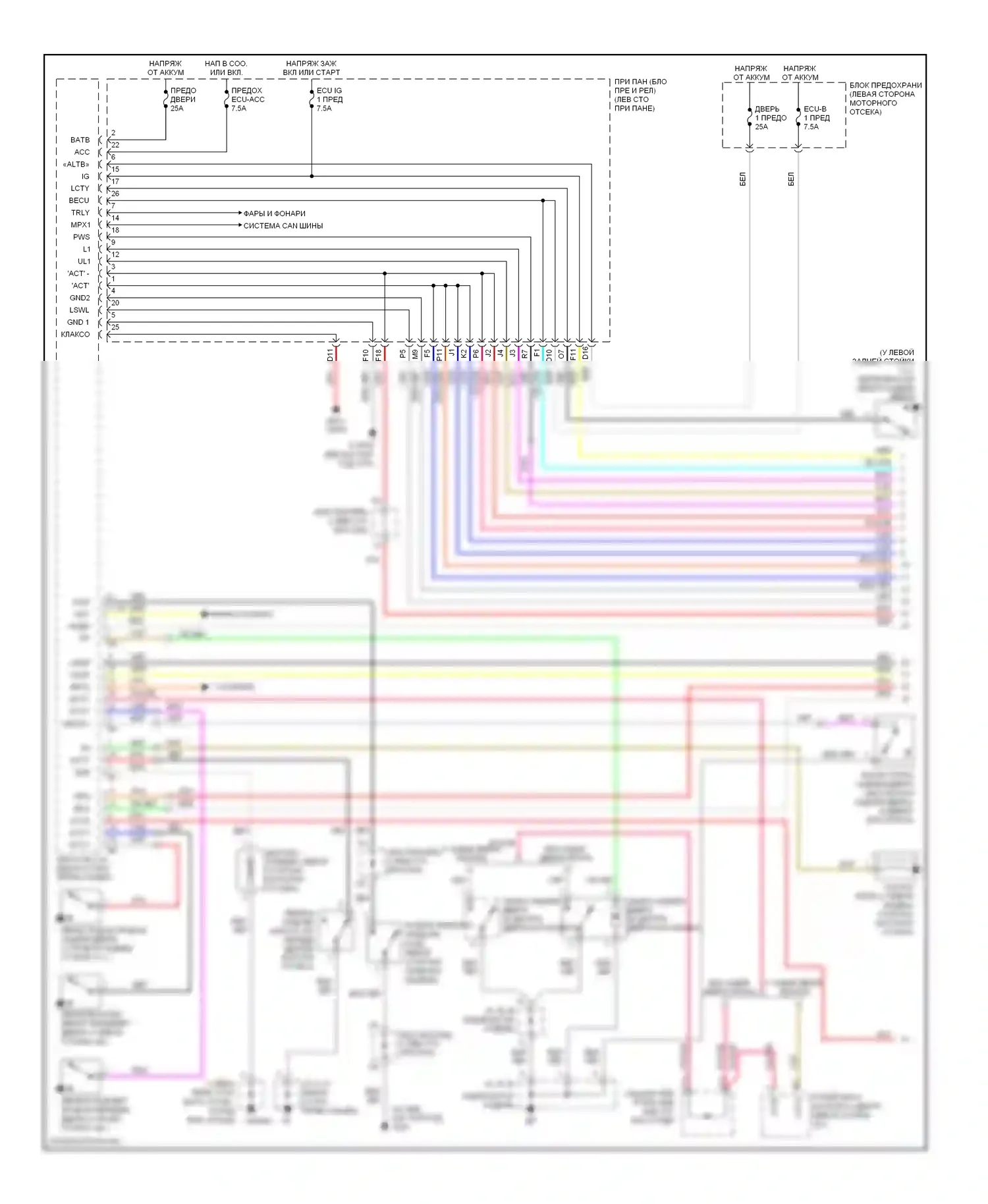RX Lexus II рестайлинг (2006-2009): Электросхема центрального замка (1 из 2) 