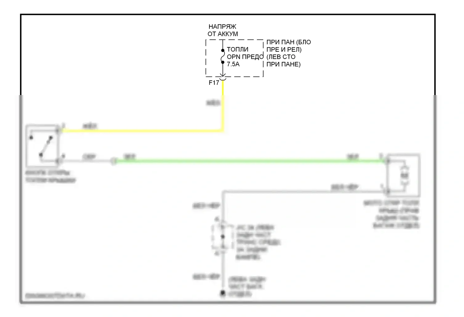 RX Lexus II (2003-2006): Электросхема открытия лючка топливного бака 