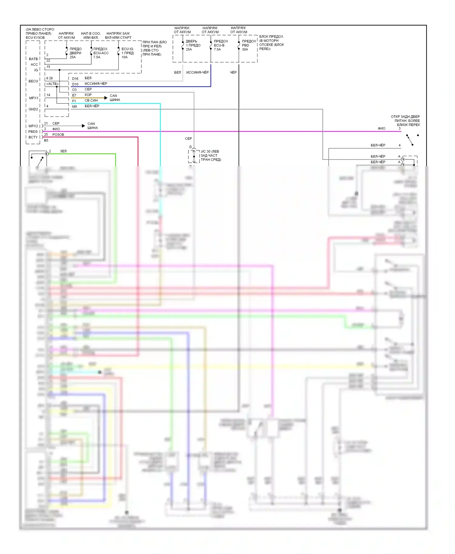 RX Lexus II (2003-2006): Электросхема системы помощи при закрытии двери багажника 