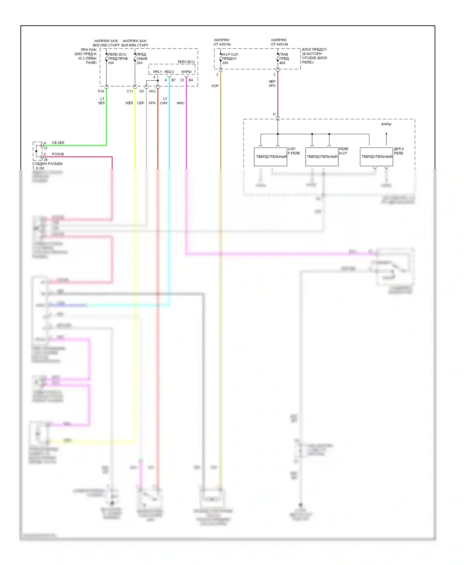 RX Lexus II (2003-2006): Электросхема омывателя фар 