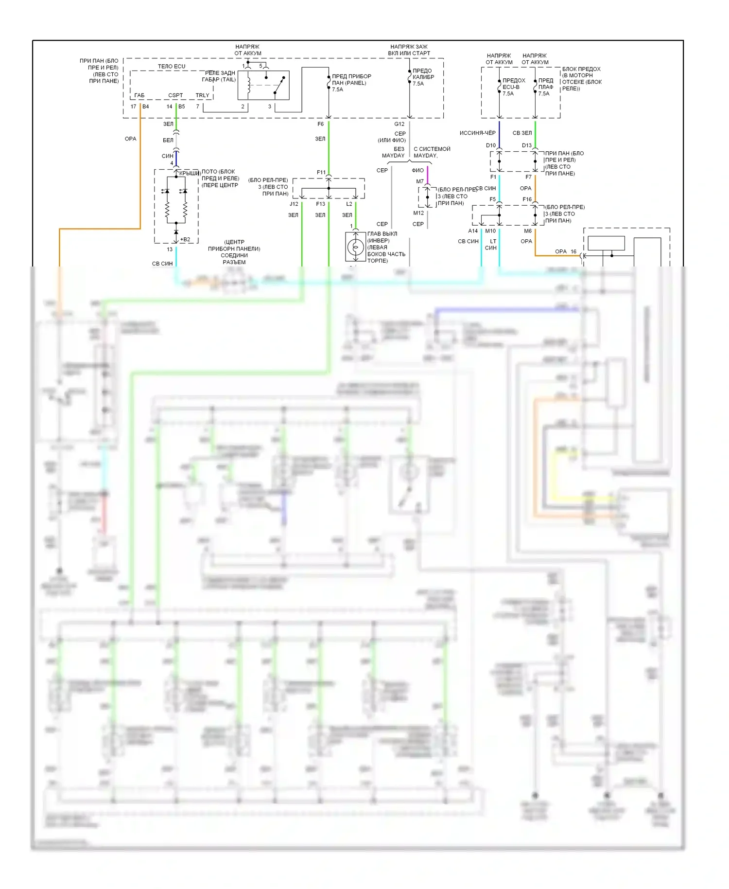 RX Lexus II (2003-2006): Электросхема подсветки приборной панели 