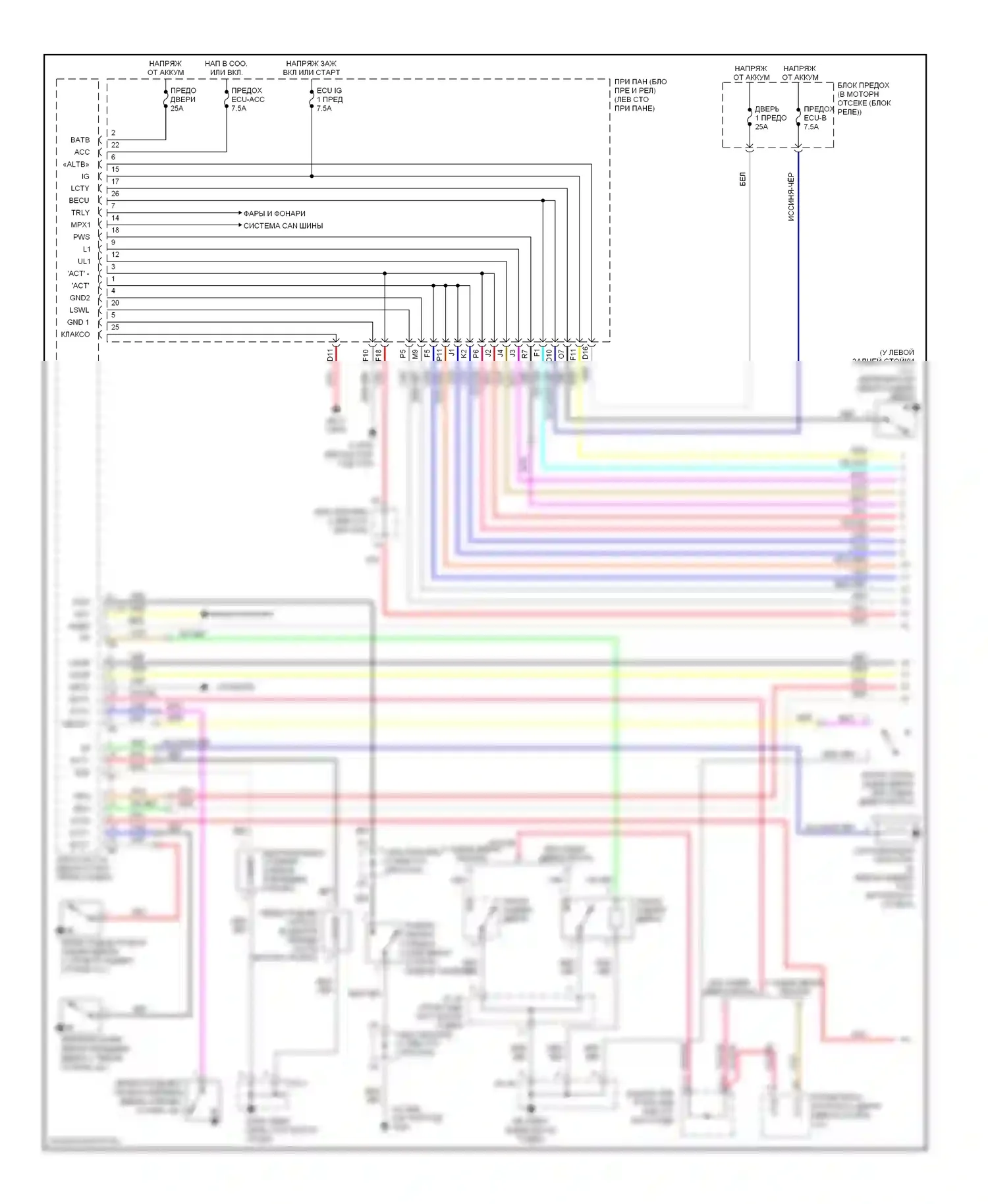 RX Lexus II (2003-2006): Электросхема центрального замка (1 из 2) 