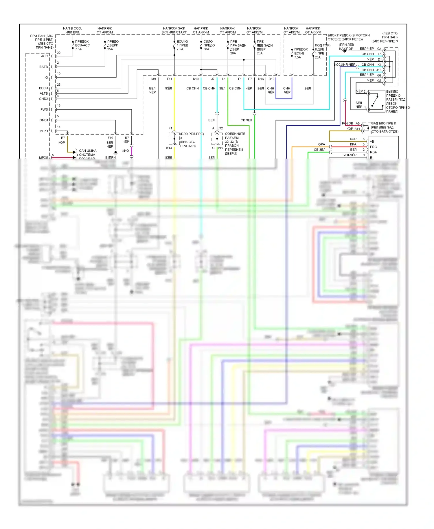 RX Lexus II (2003-2006): Стеклоподъемники электросхема 