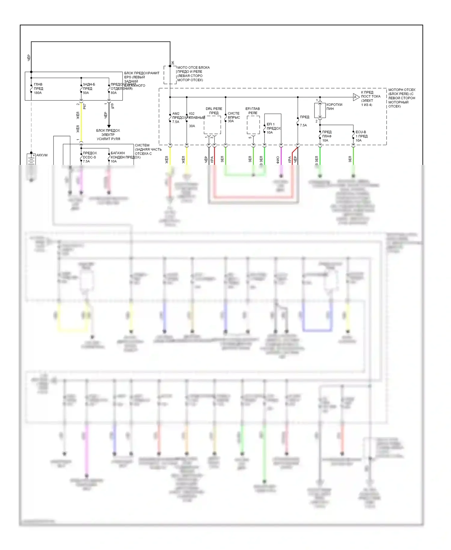 RX Lexus III рестайлинг (2012-2015): Электросхема блока предохранителей реле (1 из 4) 