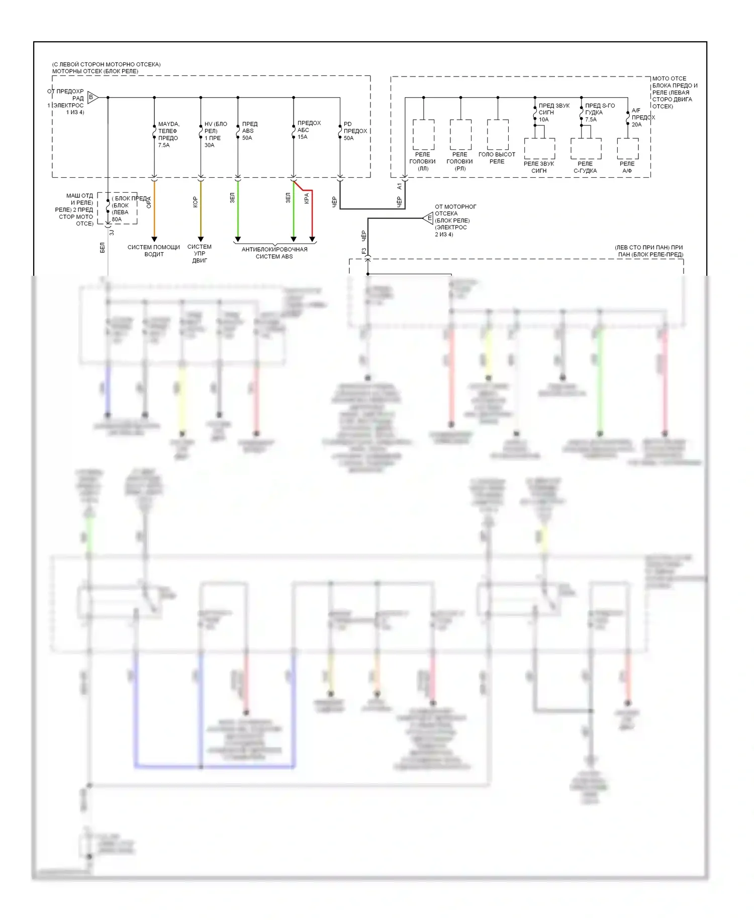 RX Lexus III рестайлинг (2012-2015): Электросхема блока предохранителей реле (2 из 4) 