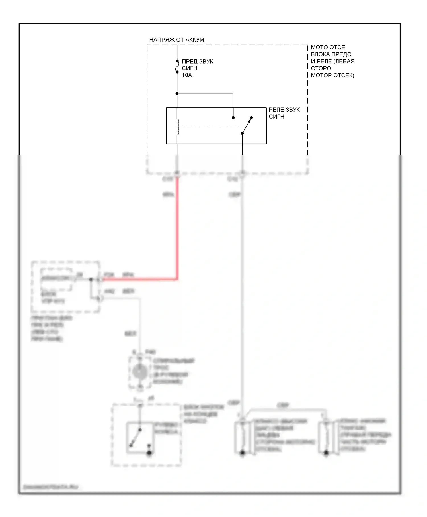 RX Lexus III рестайлинг (2012-2015): Электросхема клаксона 