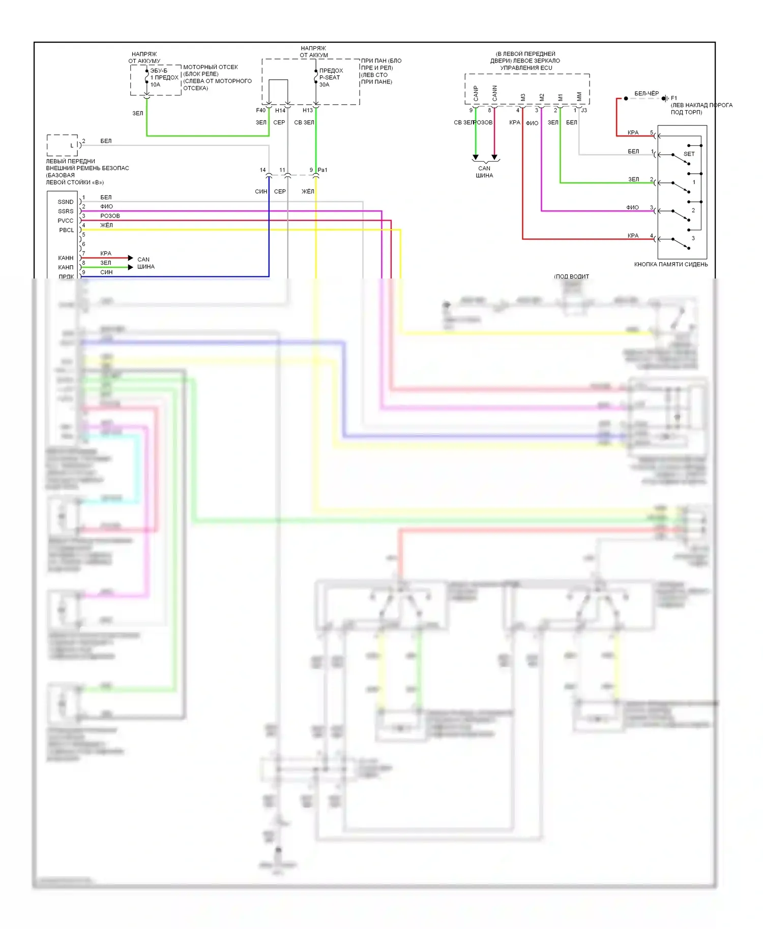 RX Lexus III рестайлинг (2012-2015): Электросхема сиденья памяти водителя 