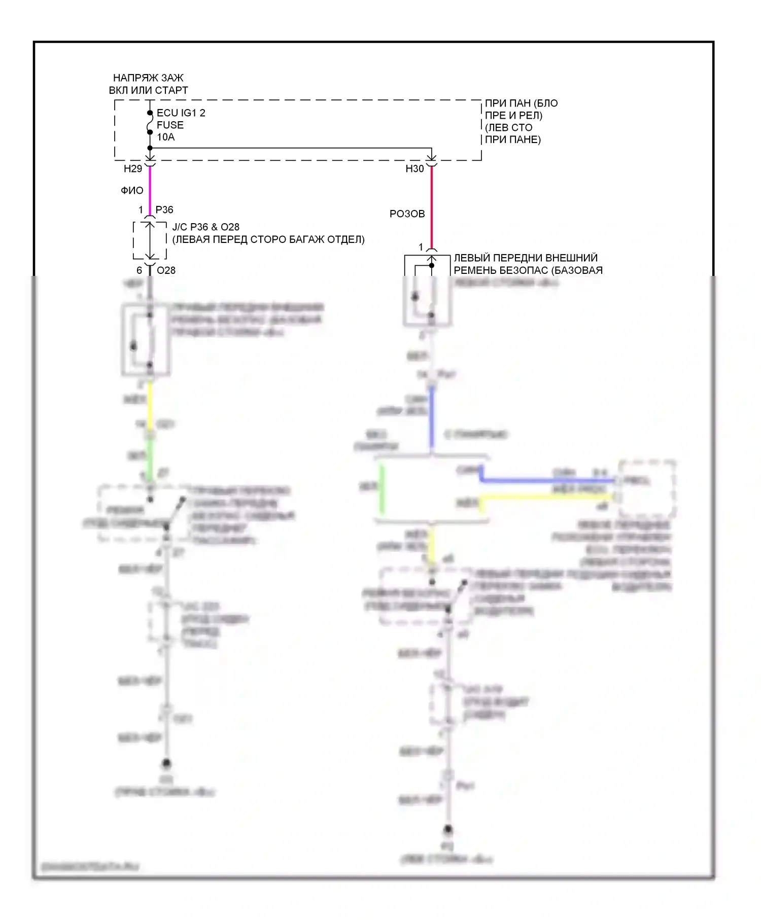 RX Lexus III рестайлинг (2012-2015): Электросхема подушек безопасности 