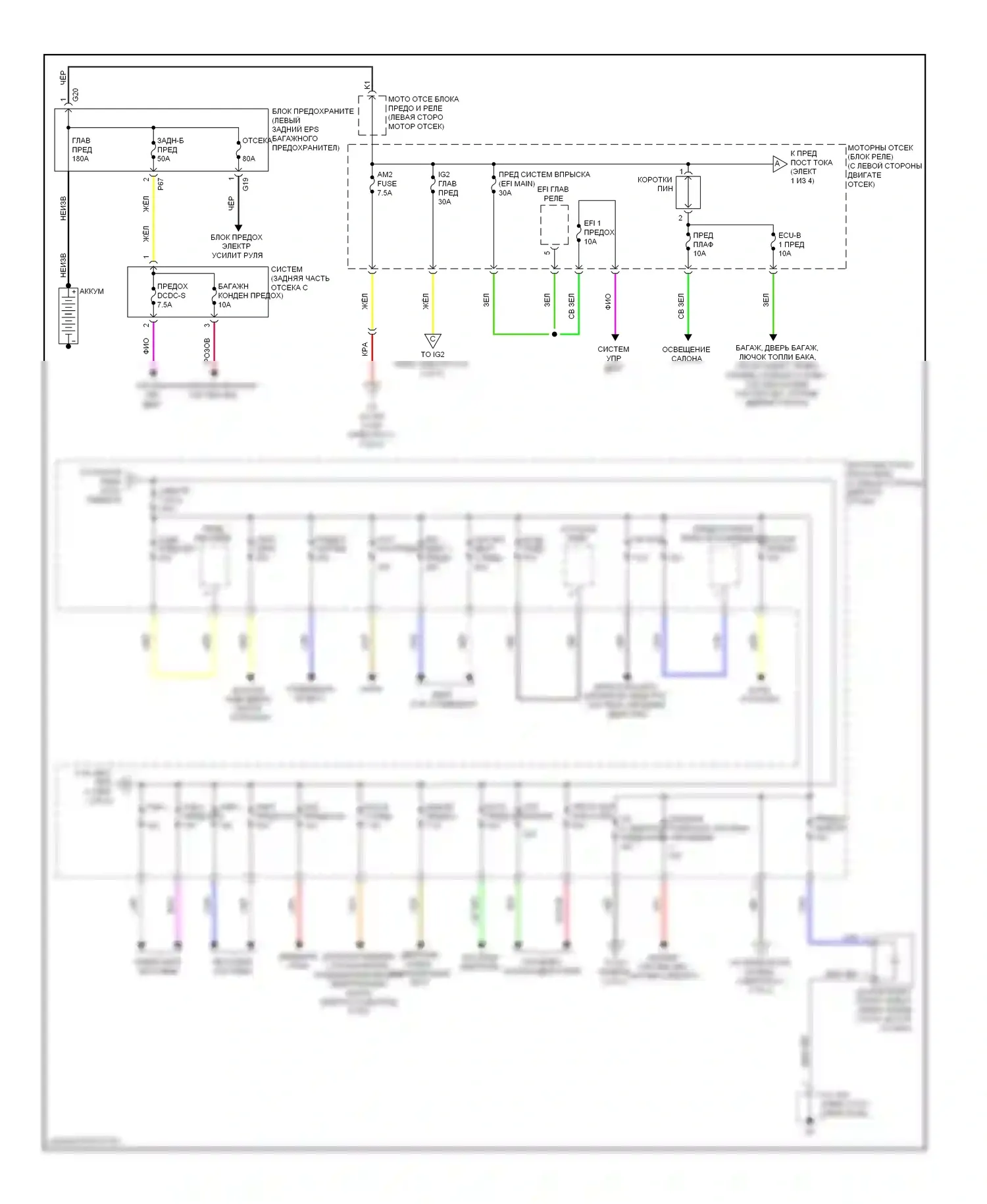 RX Lexus III (2008-2012): Электросхема блока предохранителей реле (1 из 4) 