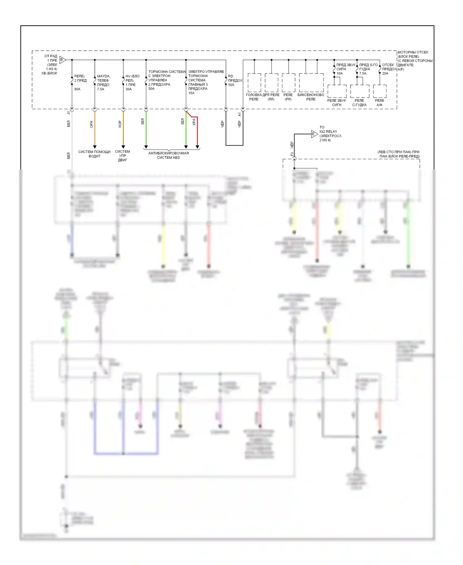 RX Lexus III (2008-2012): Электросхема блока предохранителей реле (2 из 4) 