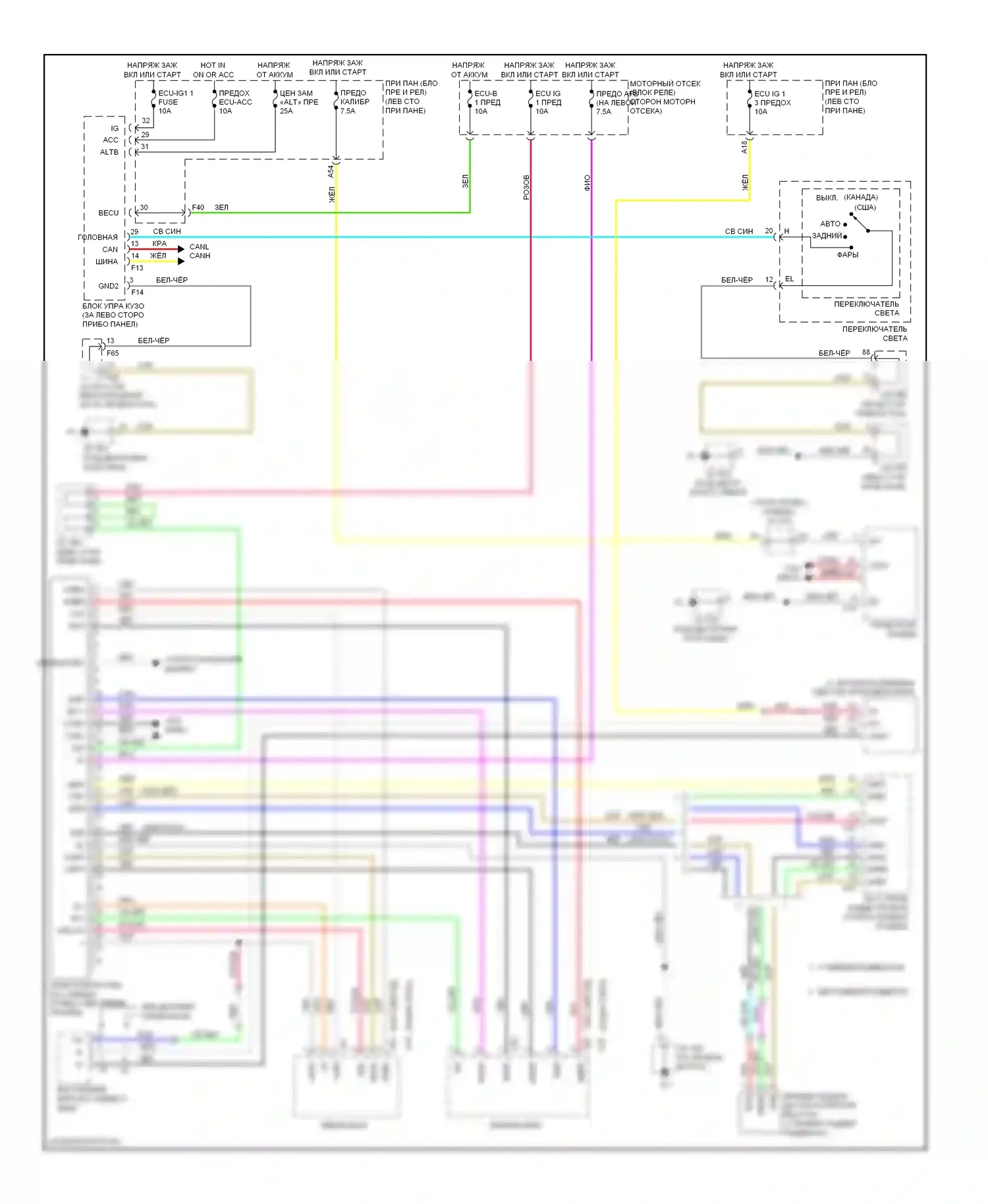 RX Lexus III (2008-2012): Электросхема адаптивного переднего освещения 