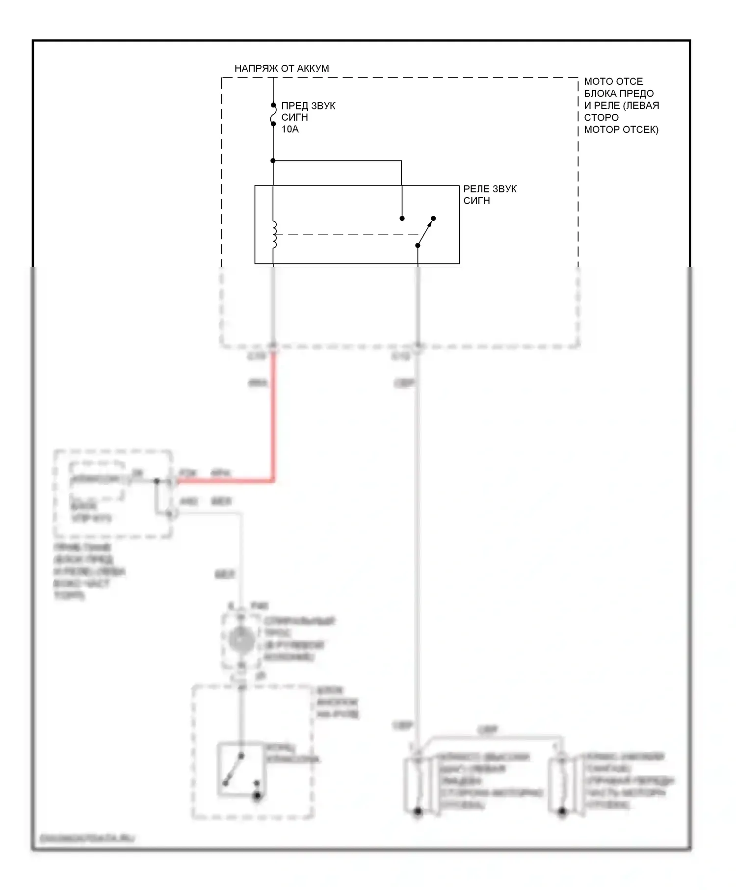 RX Lexus III (2008-2012): Электросхема клаксона 