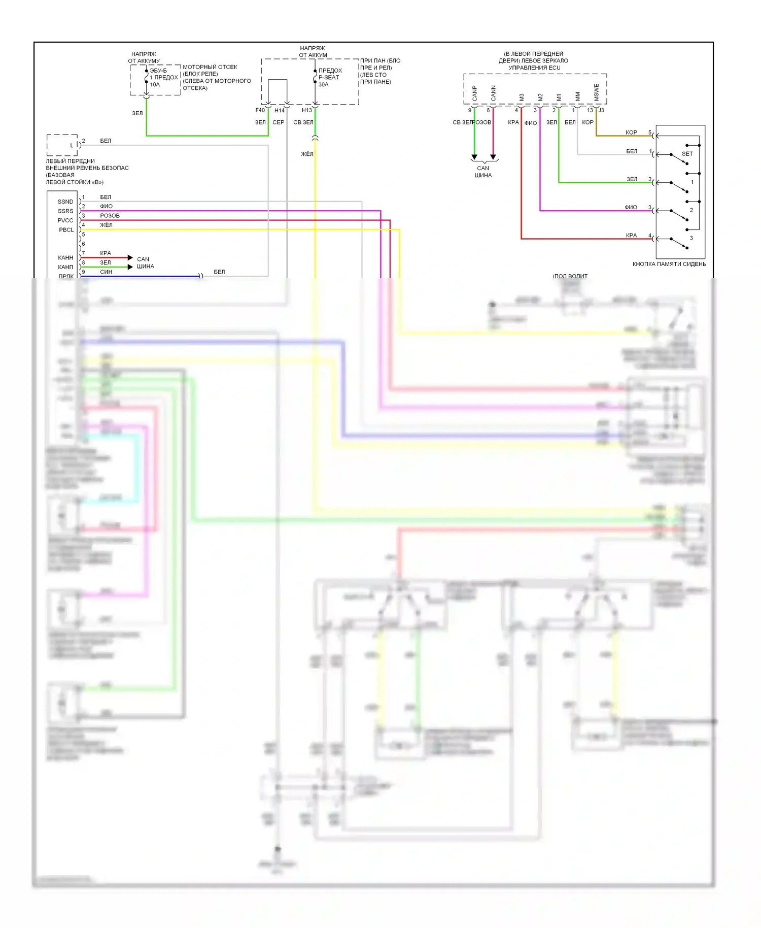 RX Lexus III (2008-2012): Электросхема сиденья памяти водителя 