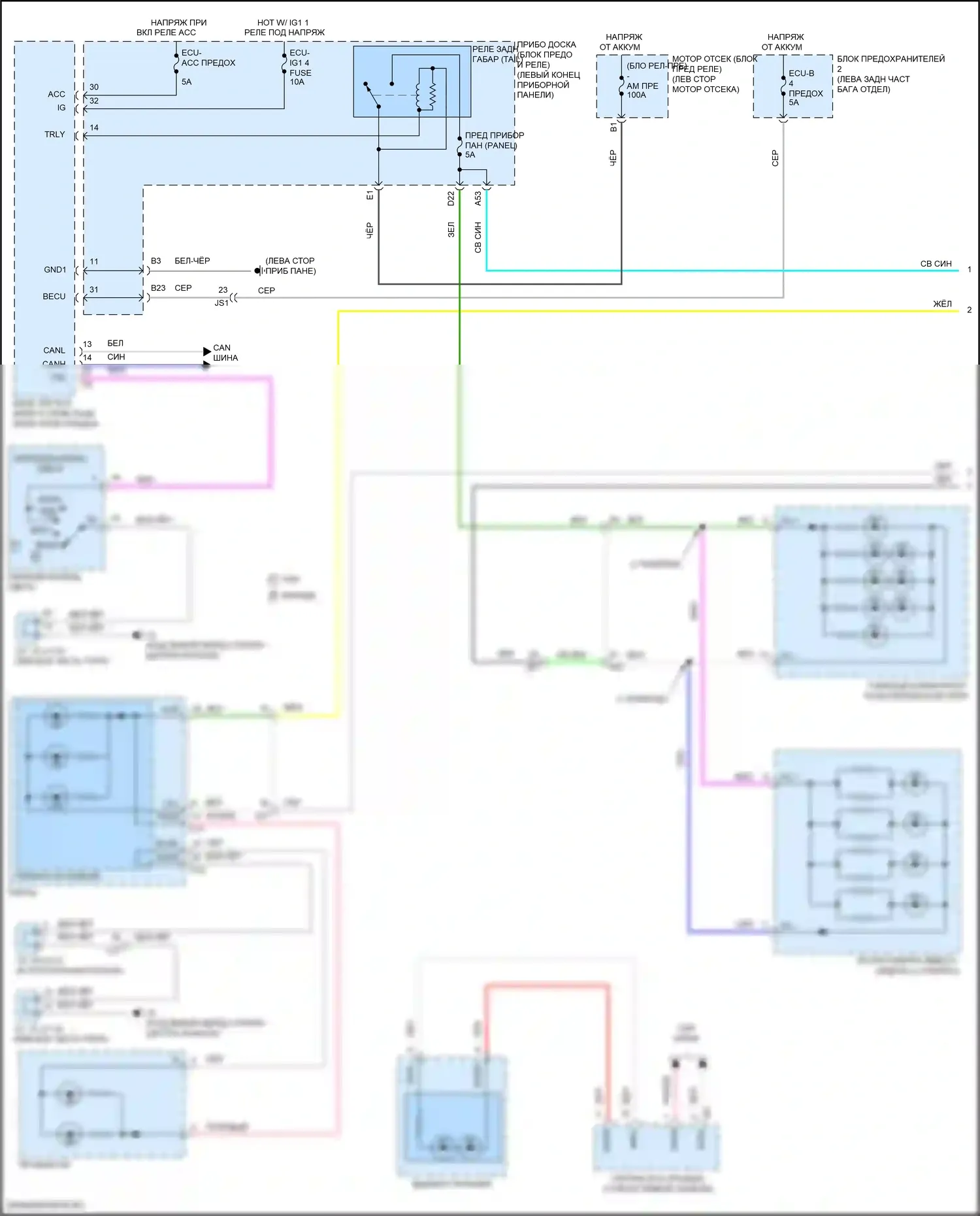 RX Lexus IV рестайлинг (2019-2023): Электросхема подсветки приборной панели (1 из 4) 