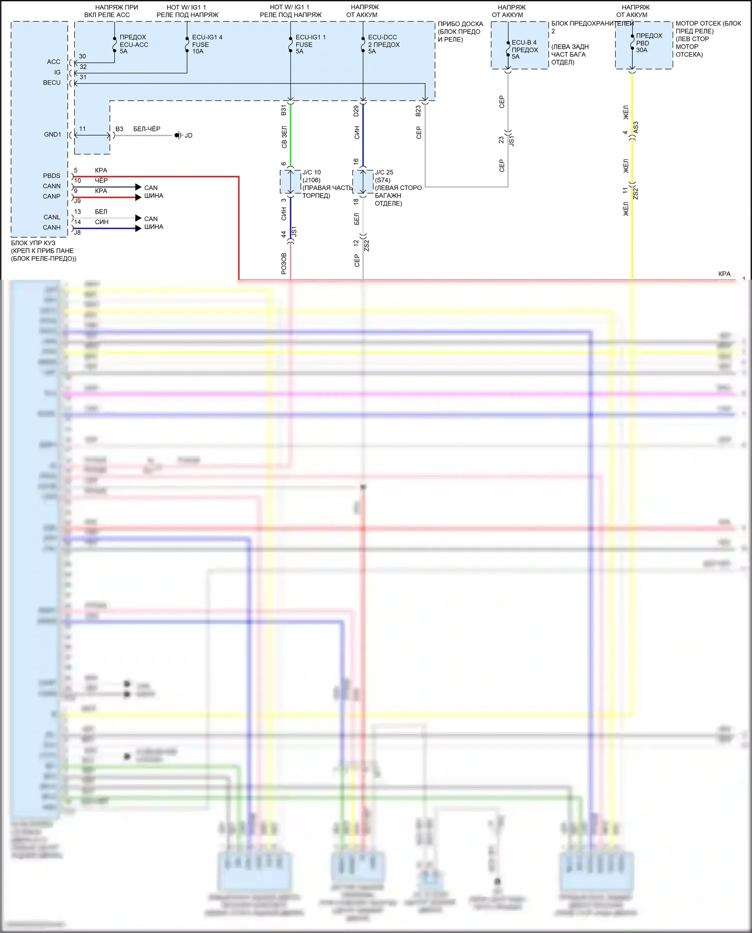 RX Lexus IV (2015-2019): Электросхема электромеханического замка задней двери (1 из 2) 