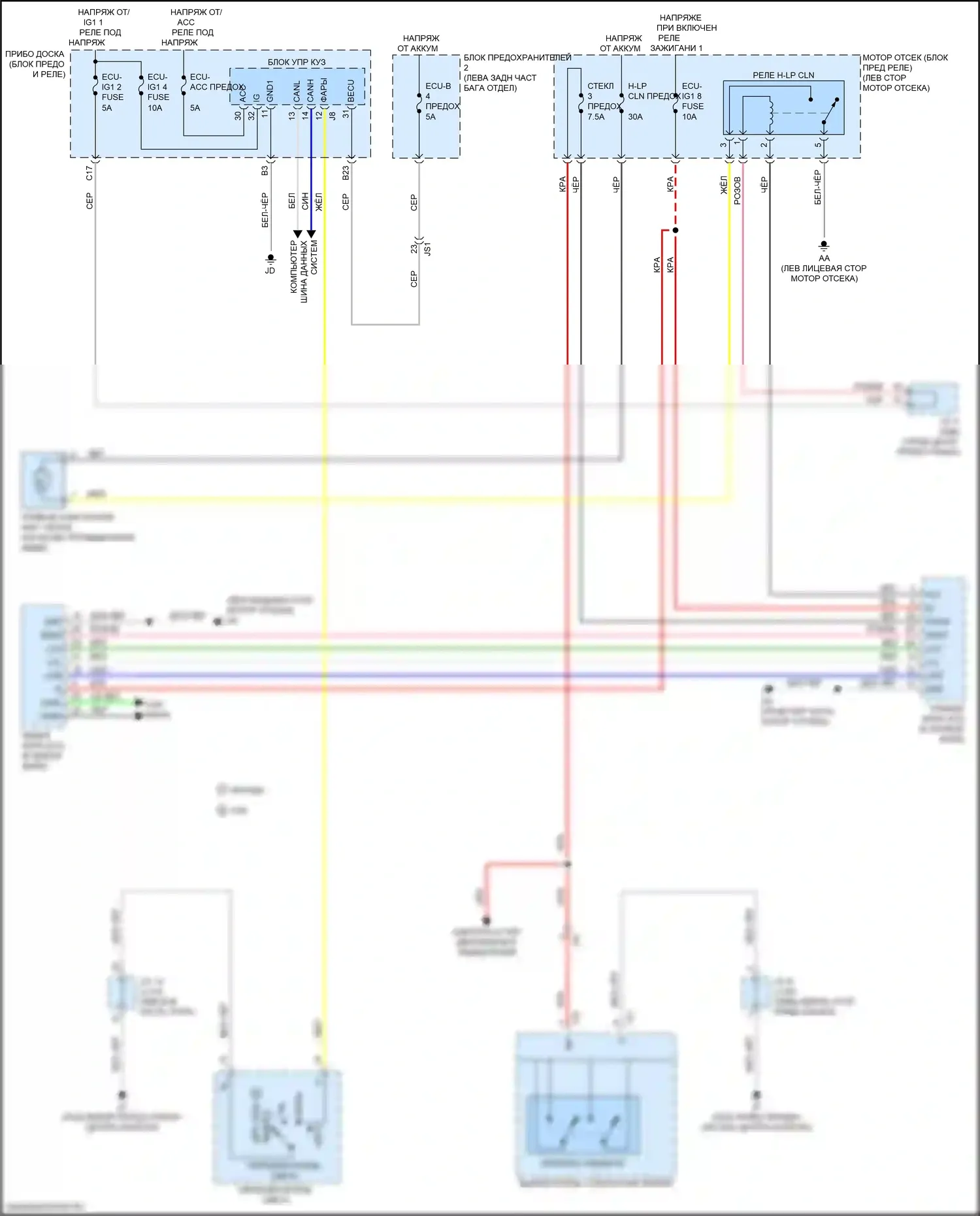 RX Lexus IV (2015-2019): Электросхема омывателя фар 