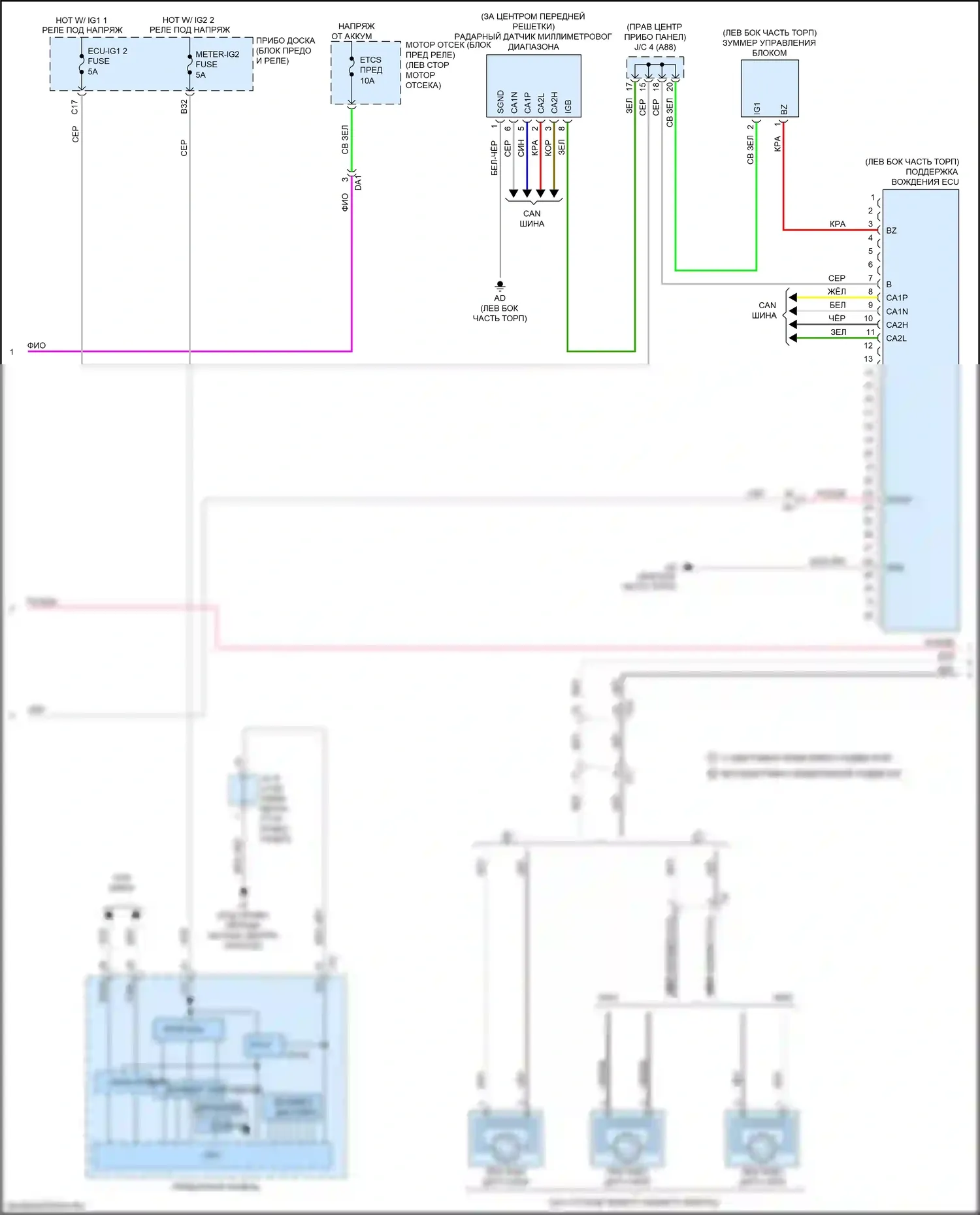 RX Lexus IV (2015-2019): Электросхема круиз-контроля с динамическим радиолокационным управлением (2 из 3) 