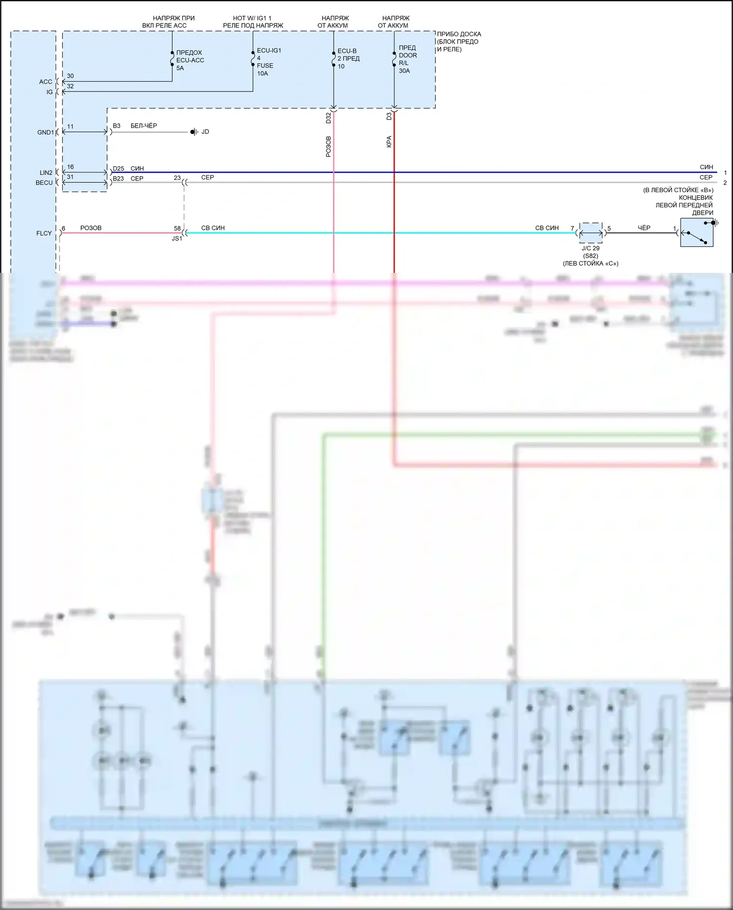 RX Lexus IV (2015-2019): Электросхема стеклоподъемников (1 из 3) 