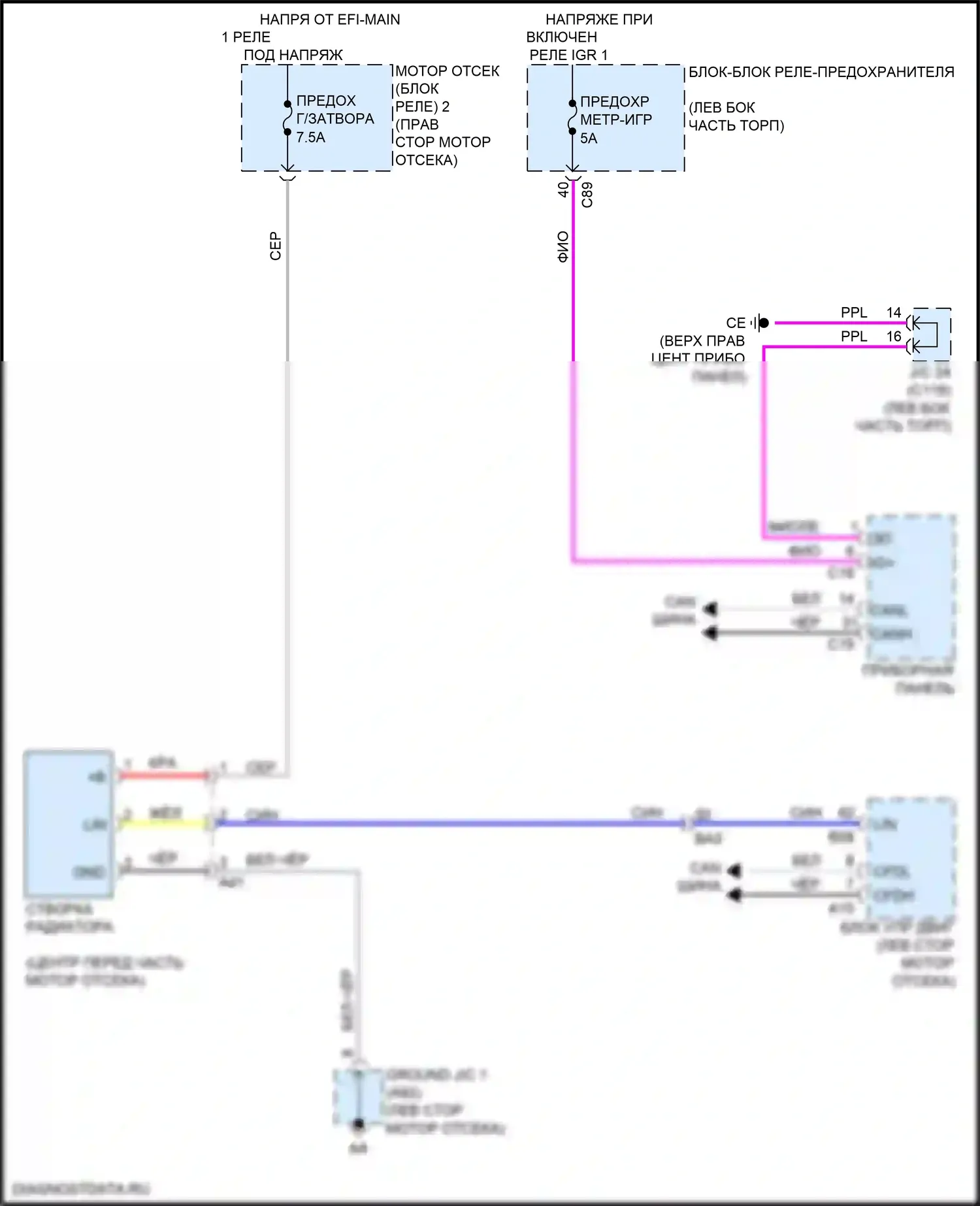 RX Lexus V (2022-2024): Электросхема створки решетки 