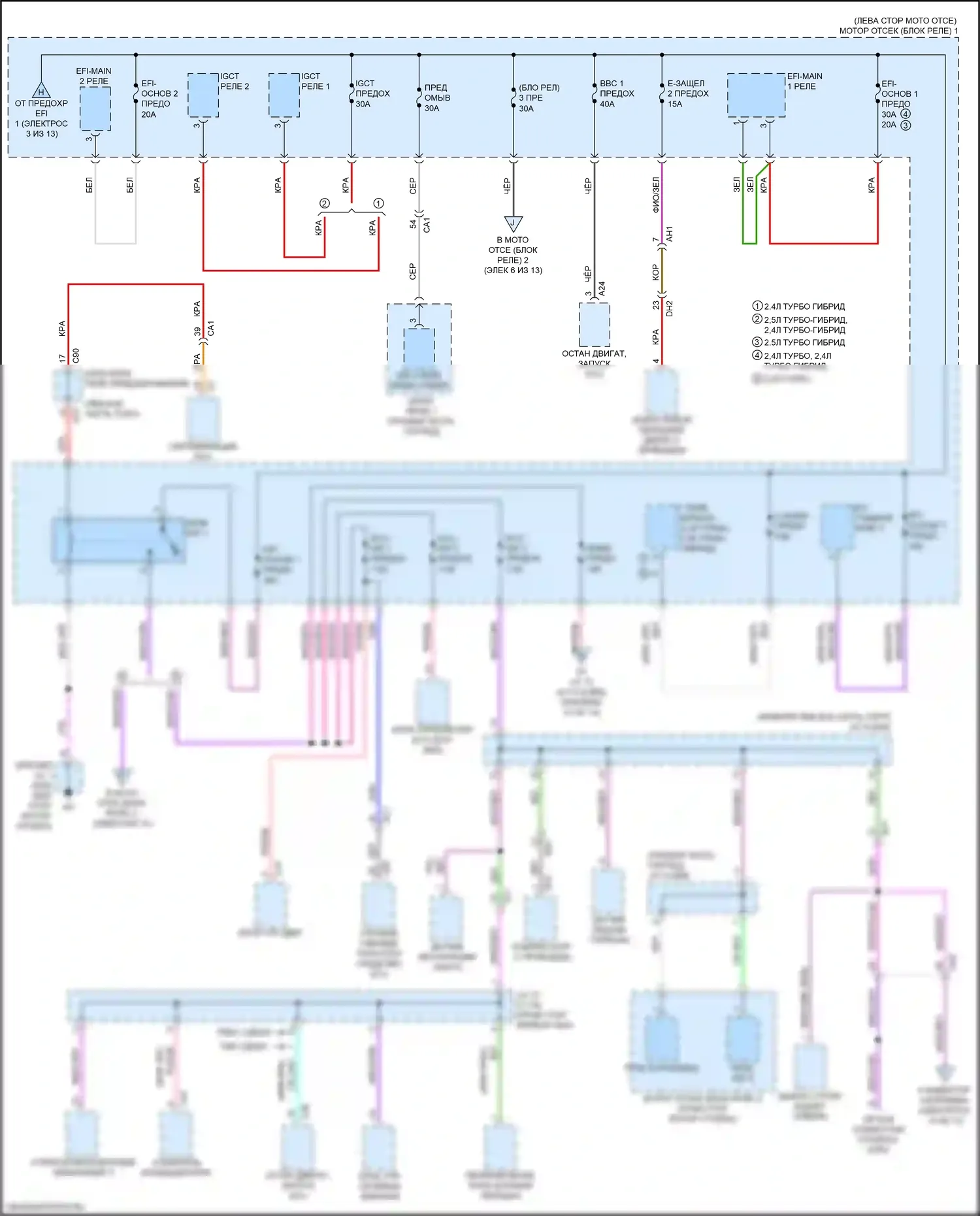 RX Lexus V (2022-2024): Электросхема блока предохранителей реле (4 из 13) 
