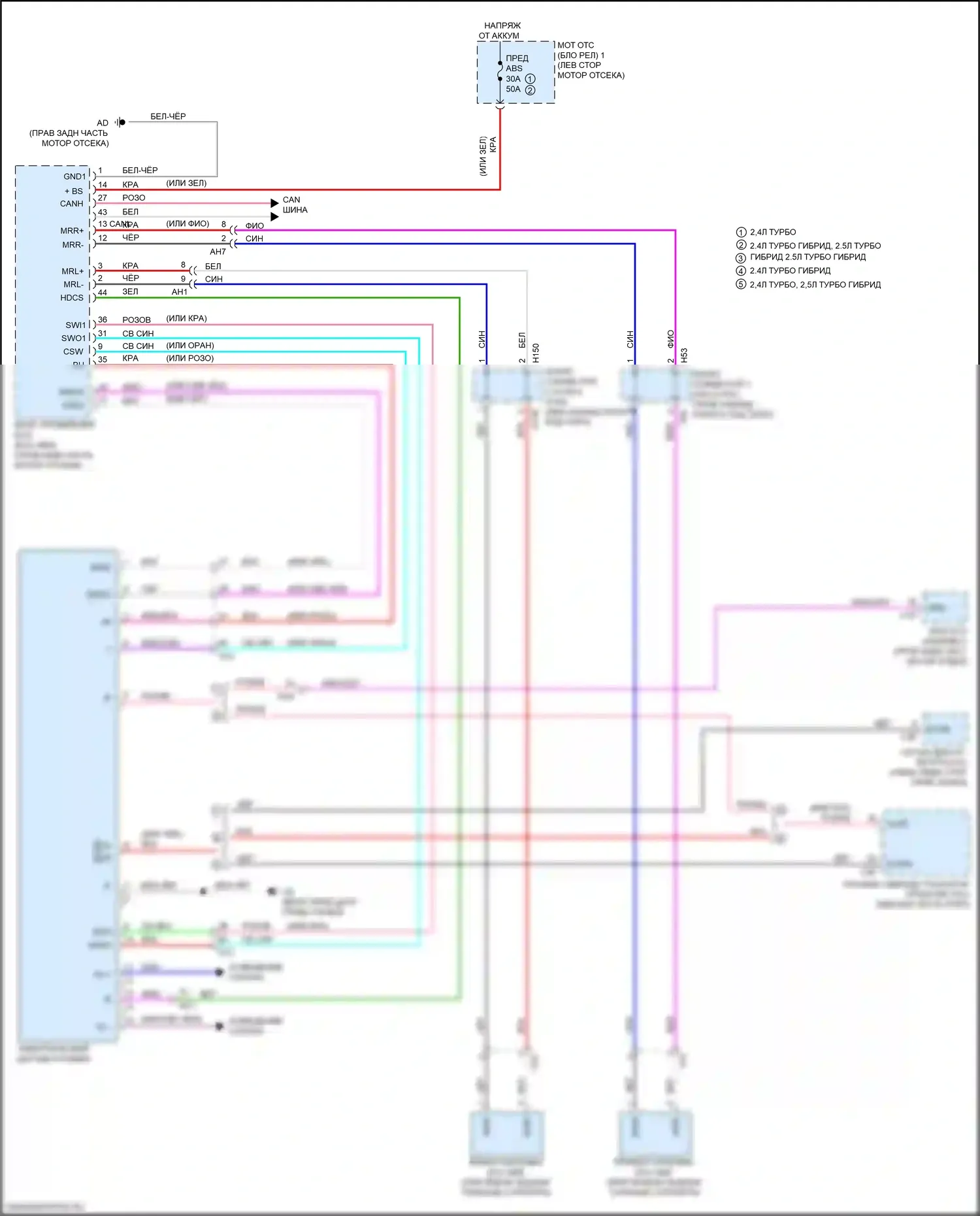 RX Lexus V (2022-2024): Электросхема растормаживания стояночного тормоза 