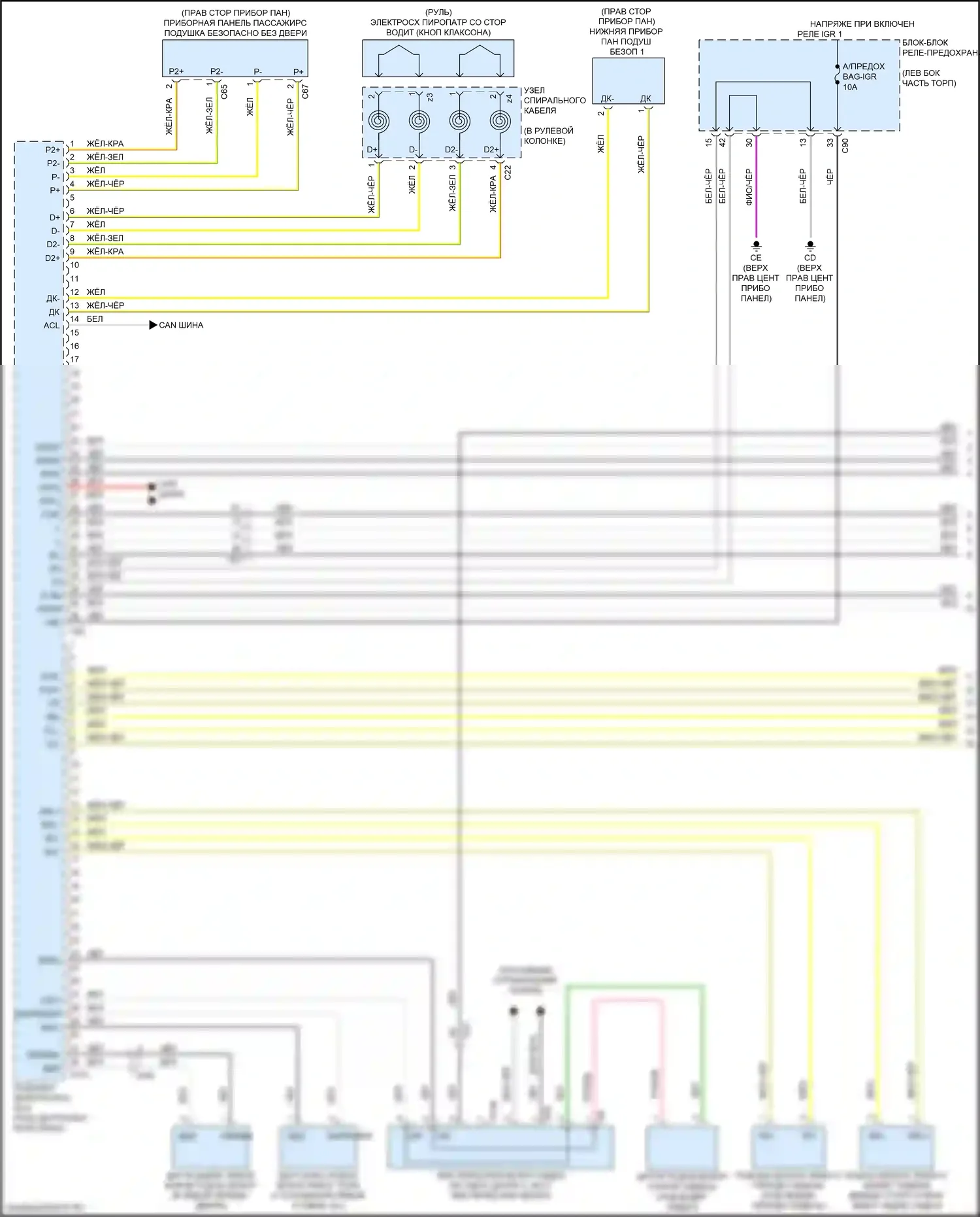 RX Lexus V (2022-2024): Электросхема подушек безопасности (1 из 4) 