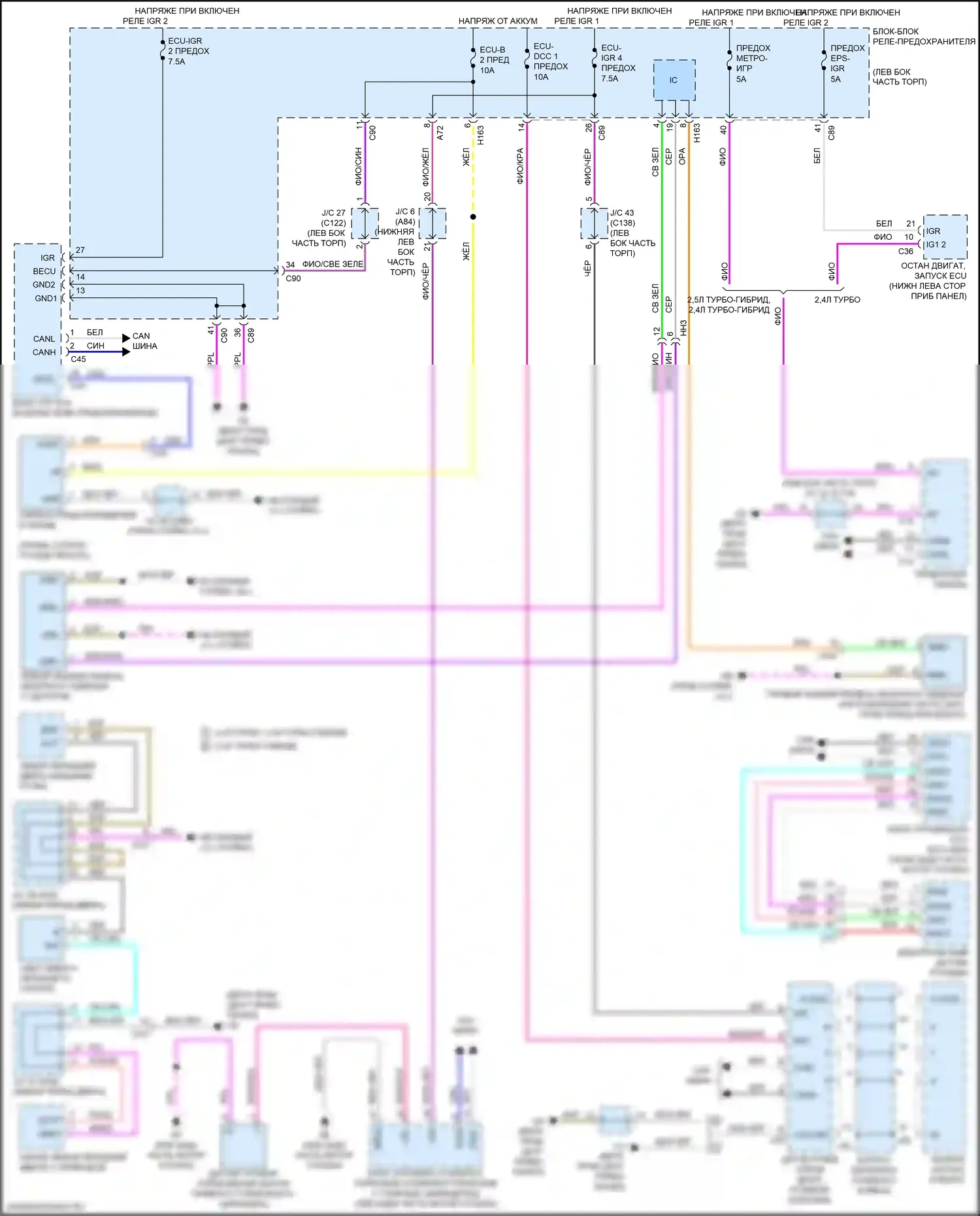 RX Lexus V (2022-2024): Электросхема предупредительного ремня безопасности 