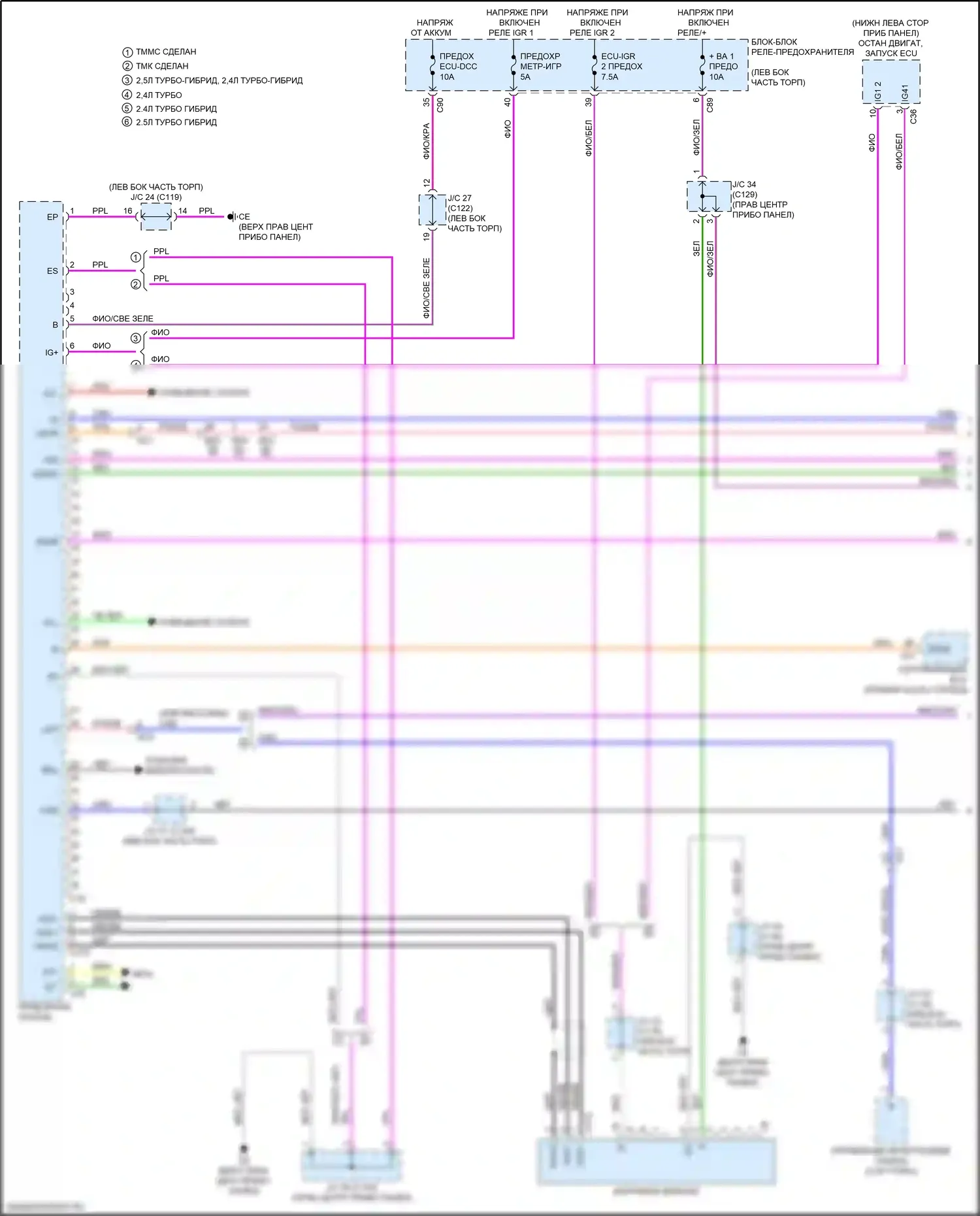 RX Lexus V (2022-2024): Электросхема приборной панели (1 из 4) 