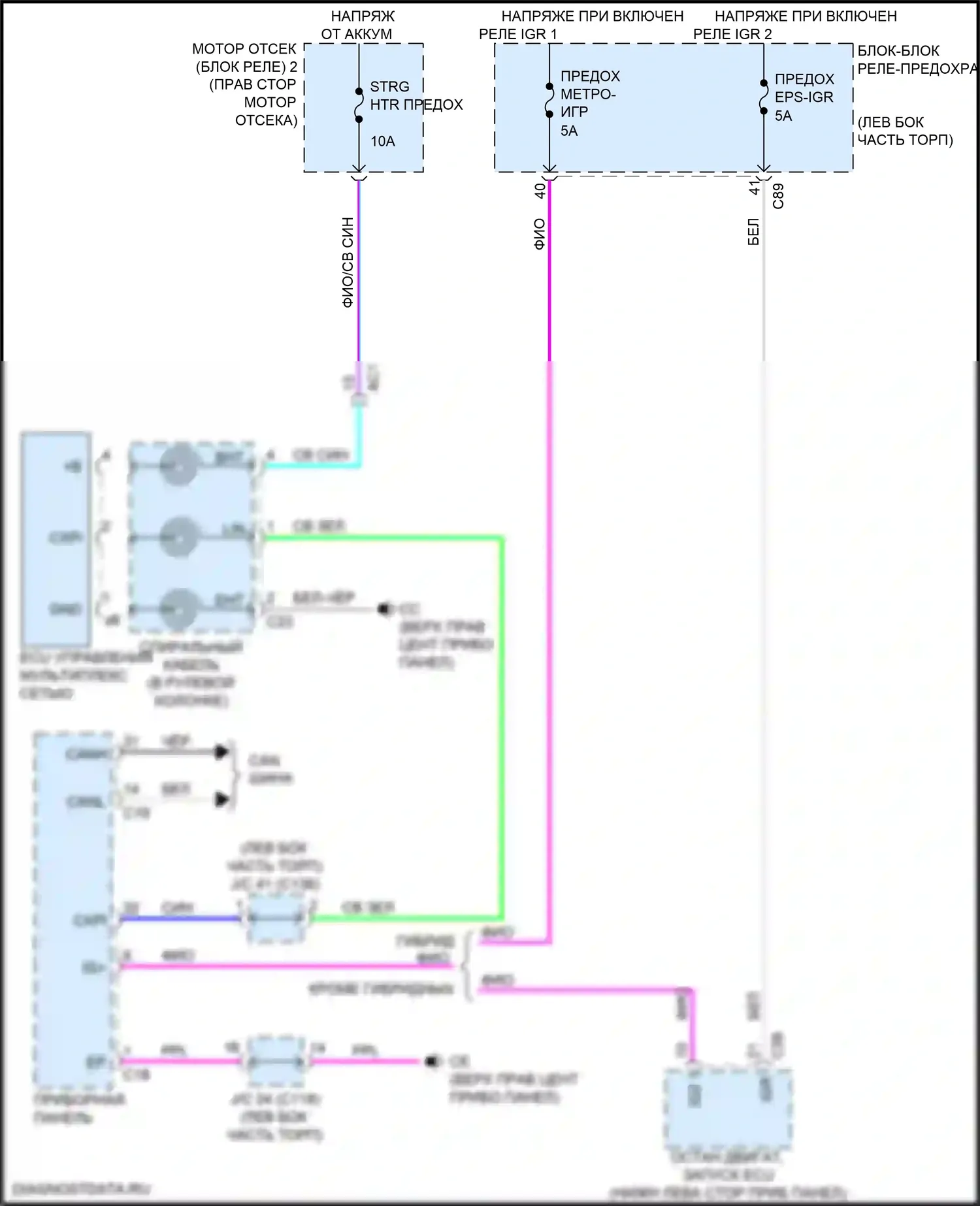 RX Lexus V (2022-2024): Электросхема рулевого колеса с подогревом 