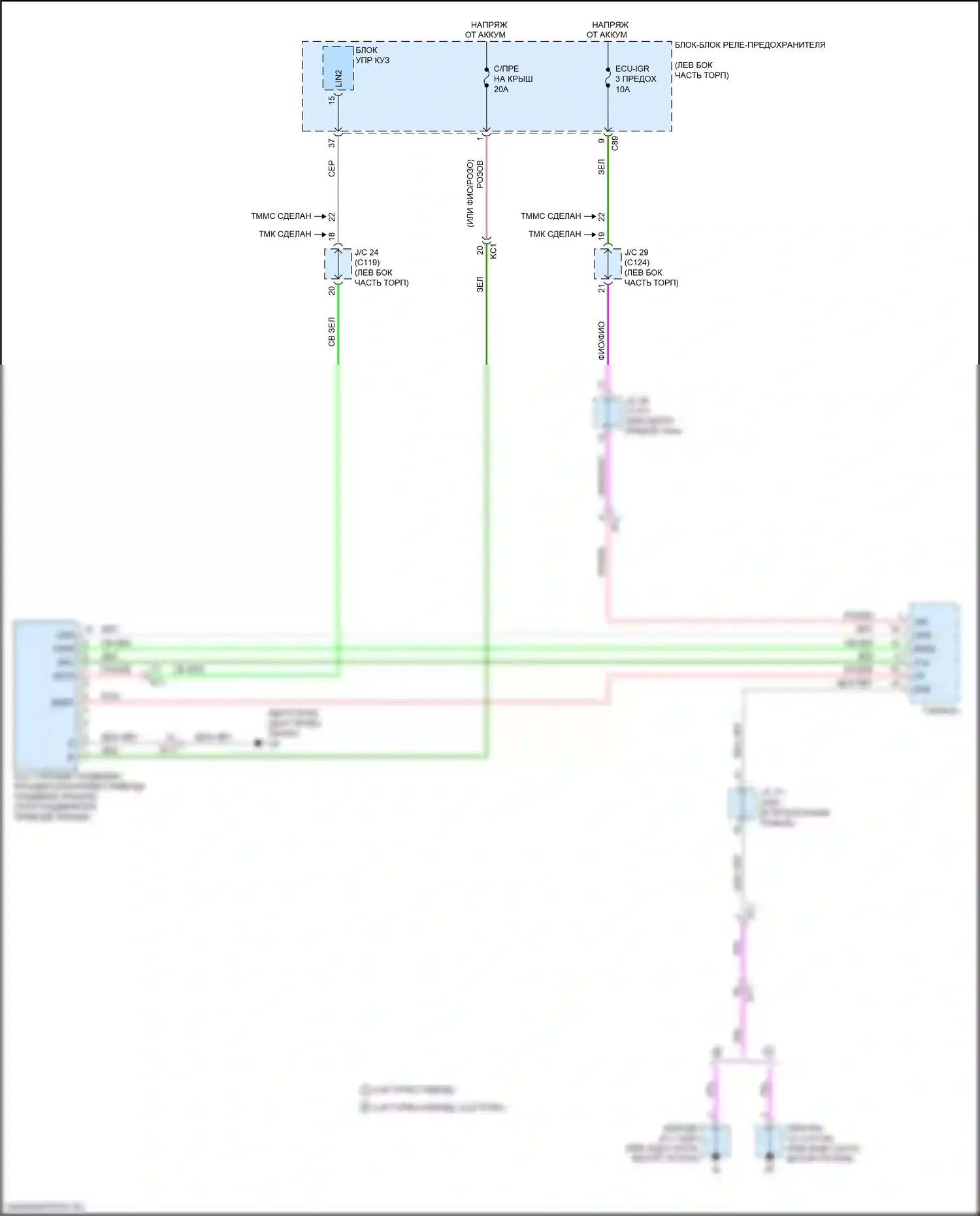 RX Lexus V (2022-2024): Электросхема складной крыши/люка, без панорамной лунной крыши 