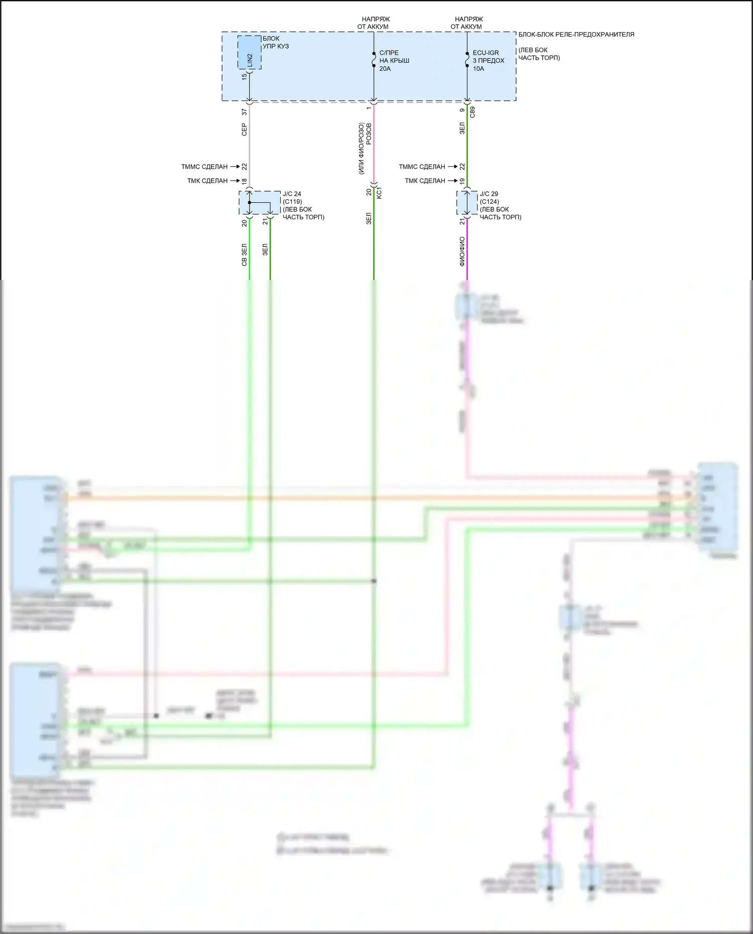 RX Lexus V (2022-2024): Электросхема складной крыши/люка, с панорамной лунной крышей 