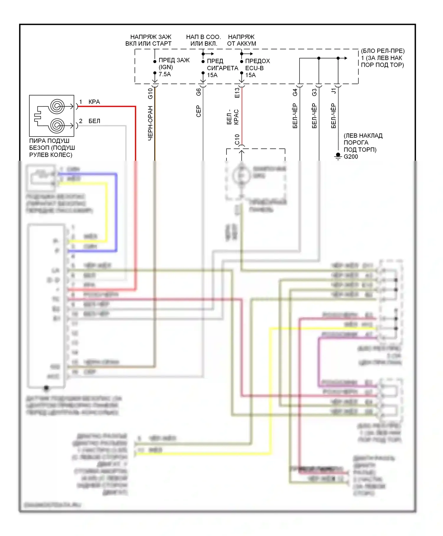 SC Lexus I (1991-2001): Электросхема подушек безопасности 
