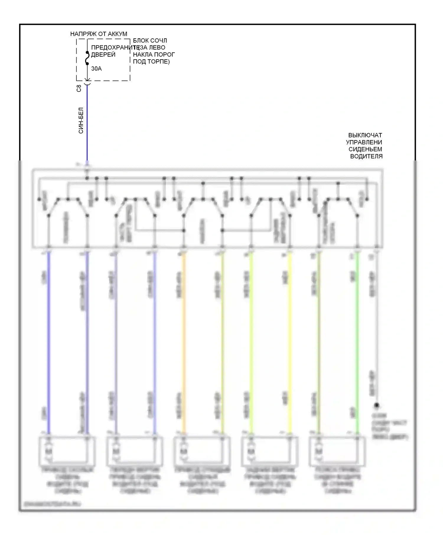 SC Lexus I (1991-2001): Электросхема сиденья водителя 