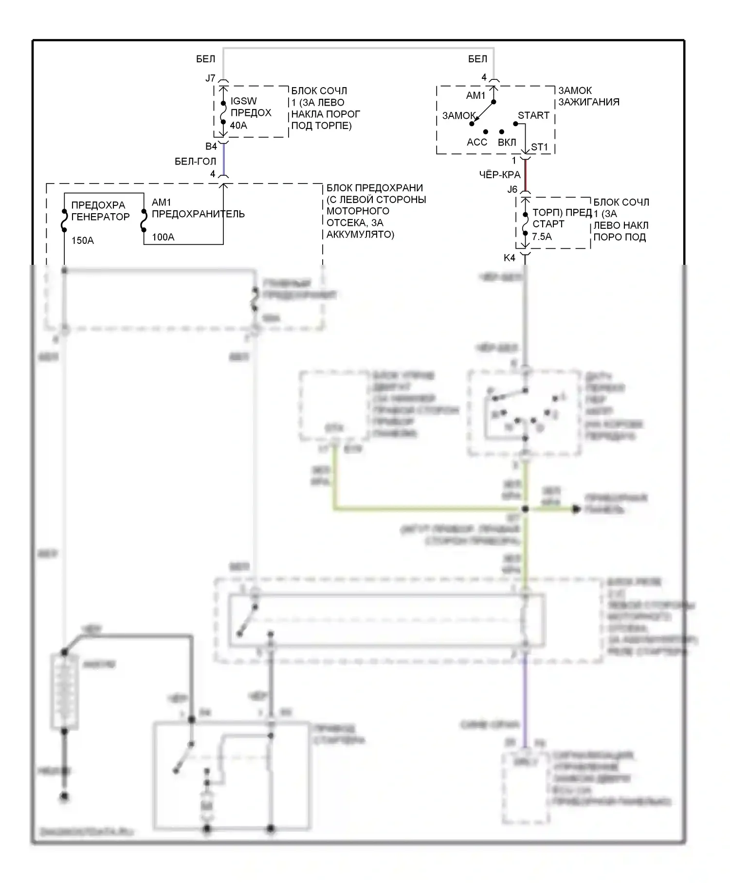 SC Lexus I (1991-2001): 4.0l, электросхема стартера 