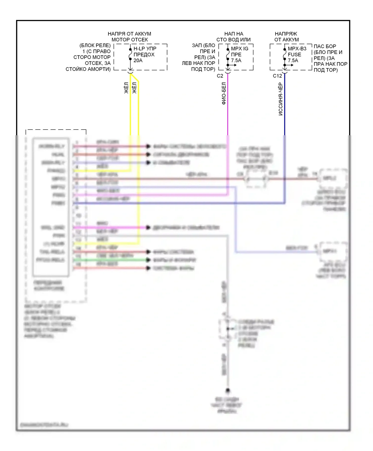 SC Lexus II рестайлинг (2005-2010): Электросхема контроллера передней панели 