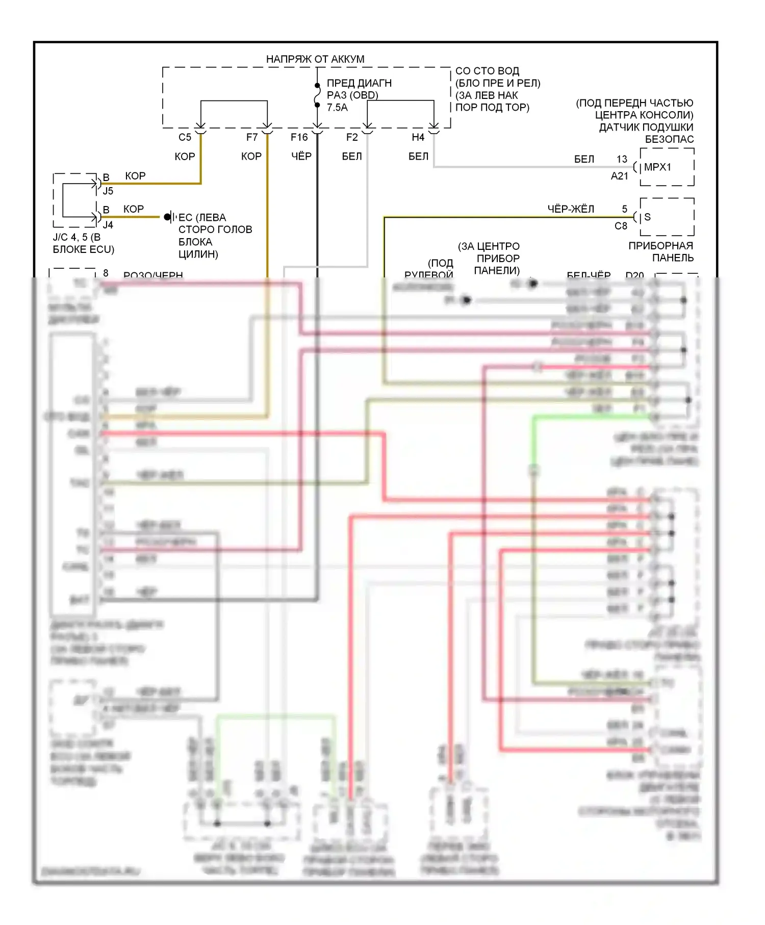 SC Lexus II рестайлинг (2005-2010): Электросхема диагностического разхъема 