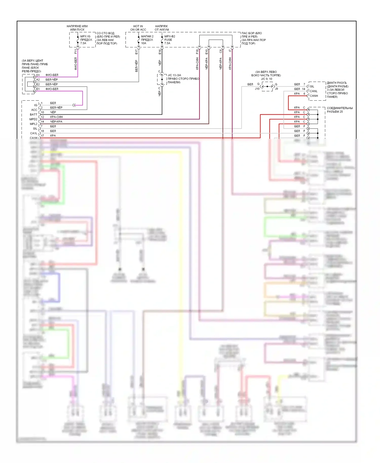 SC Lexus II рестайлинг (2005-2010): Электросхема шины высокого/низкого уровня 