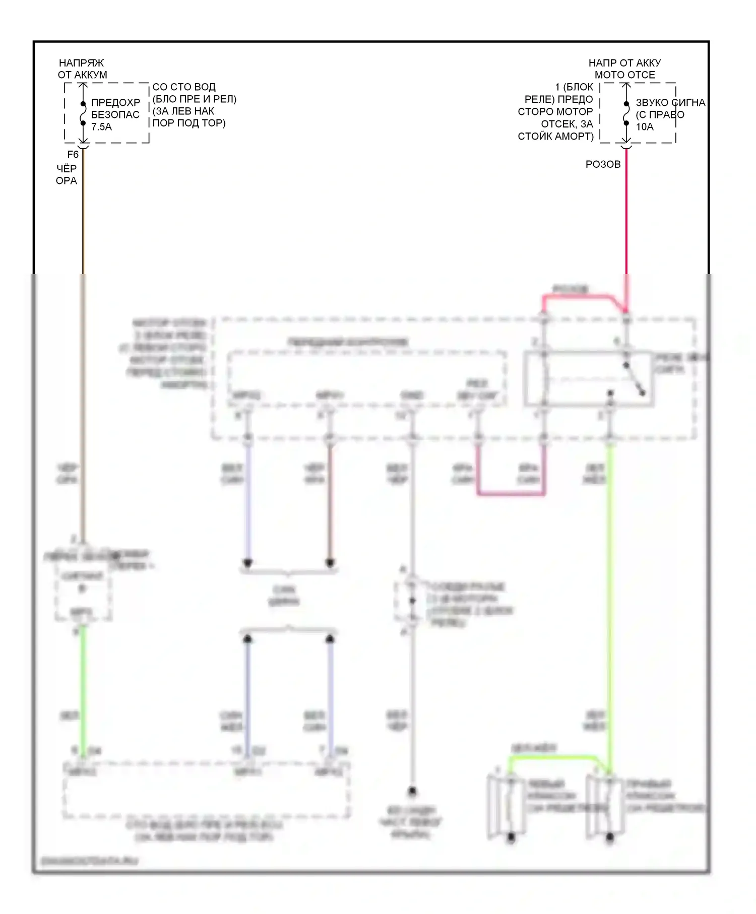 SC Lexus II рестайлинг (2005-2010): Электросхема клаксона 