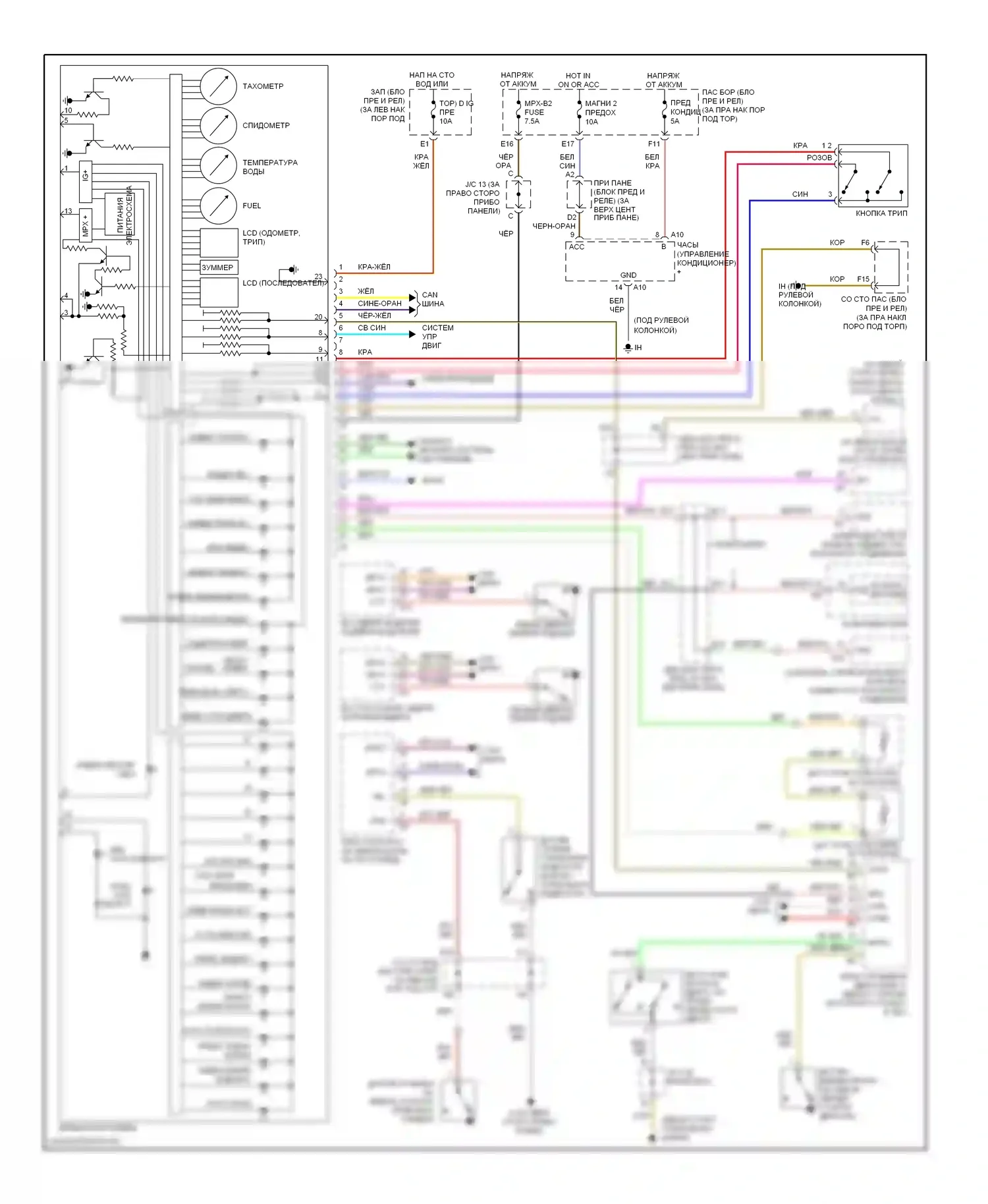 SC Lexus II рестайлинг (2005-2010): Электросхема приборной панели 