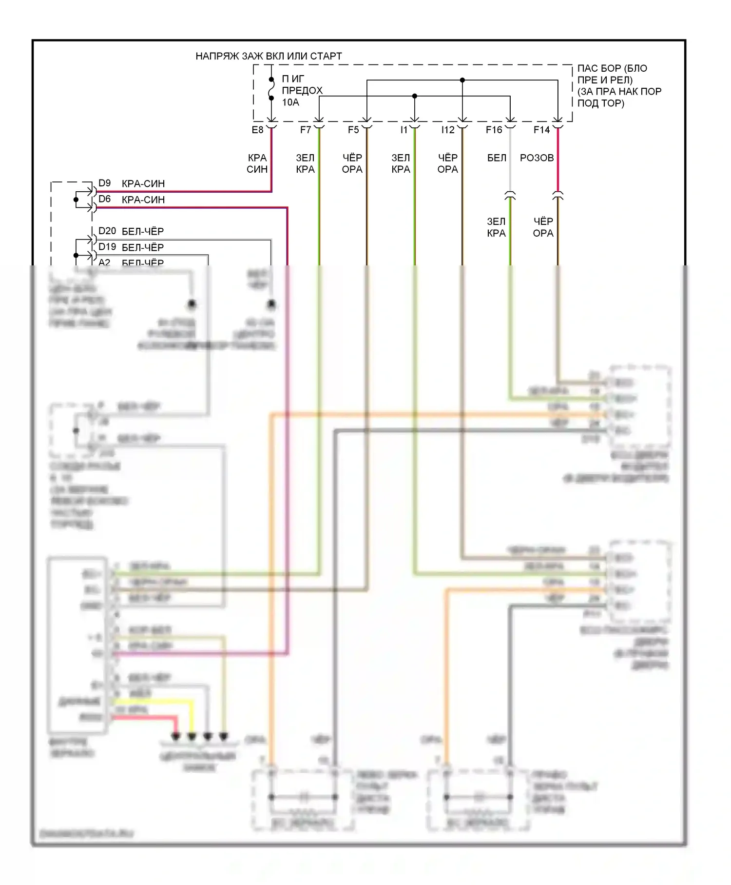 SC Lexus II рестайлинг (2005-2010): Электросхема электрохромного зеркала 