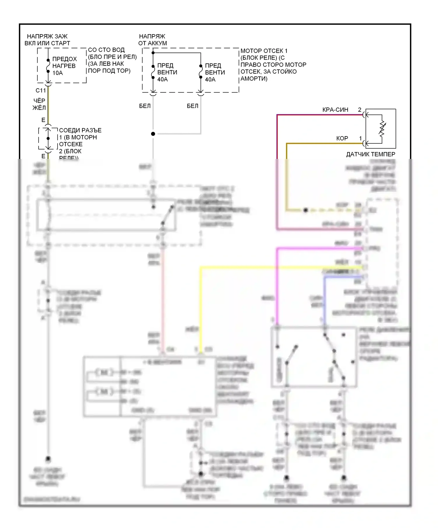 SC Lexus II рестайлинг (2005-2010): Электросхема вентилятора охлаждения 