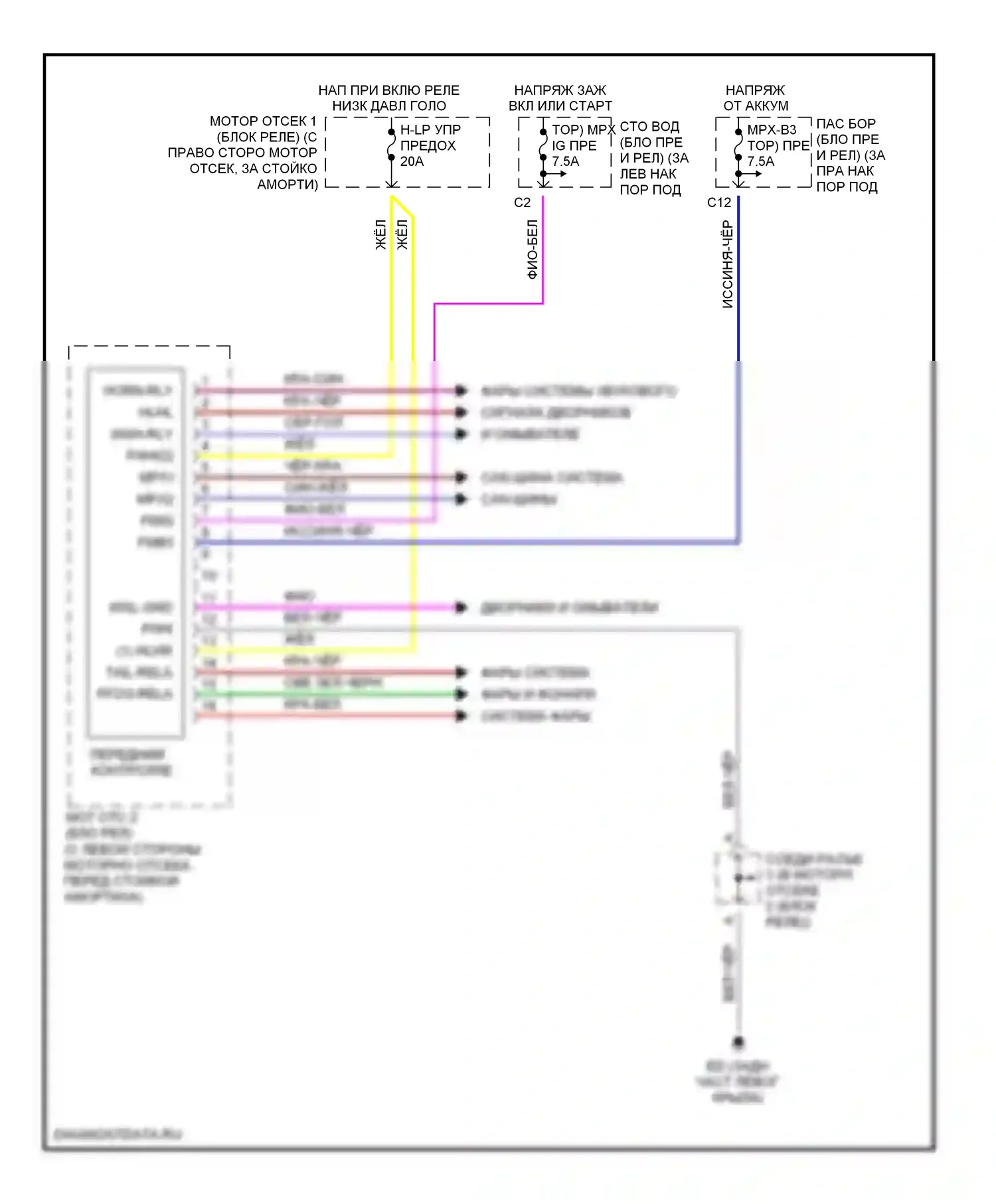 SC Lexus II (2001-2005): Электросхема контроллера передней панели 