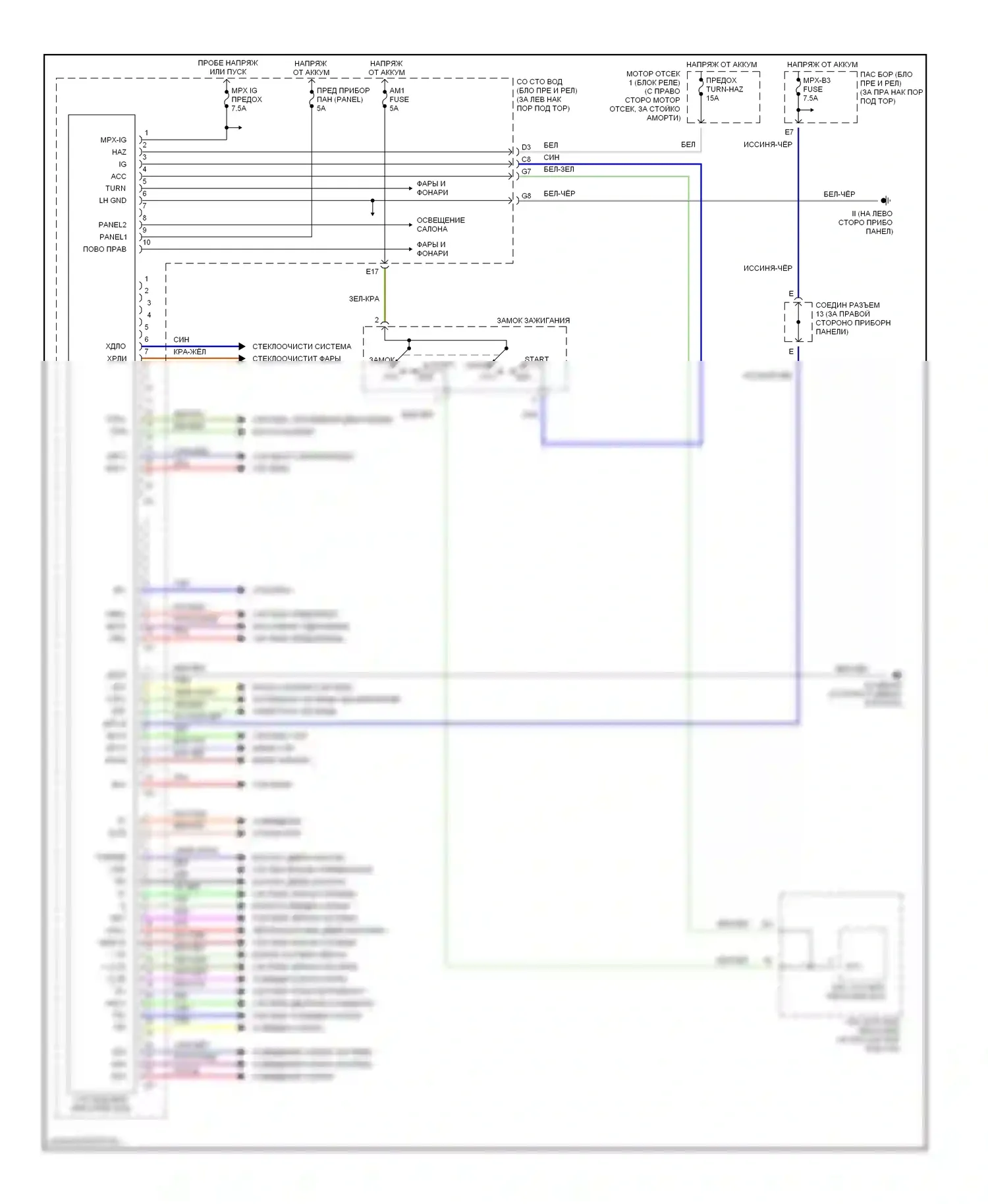 SC Lexus II (2001-2005): Сторона водителя (блок предохранителей и реле) электросхема установки пиролиза 